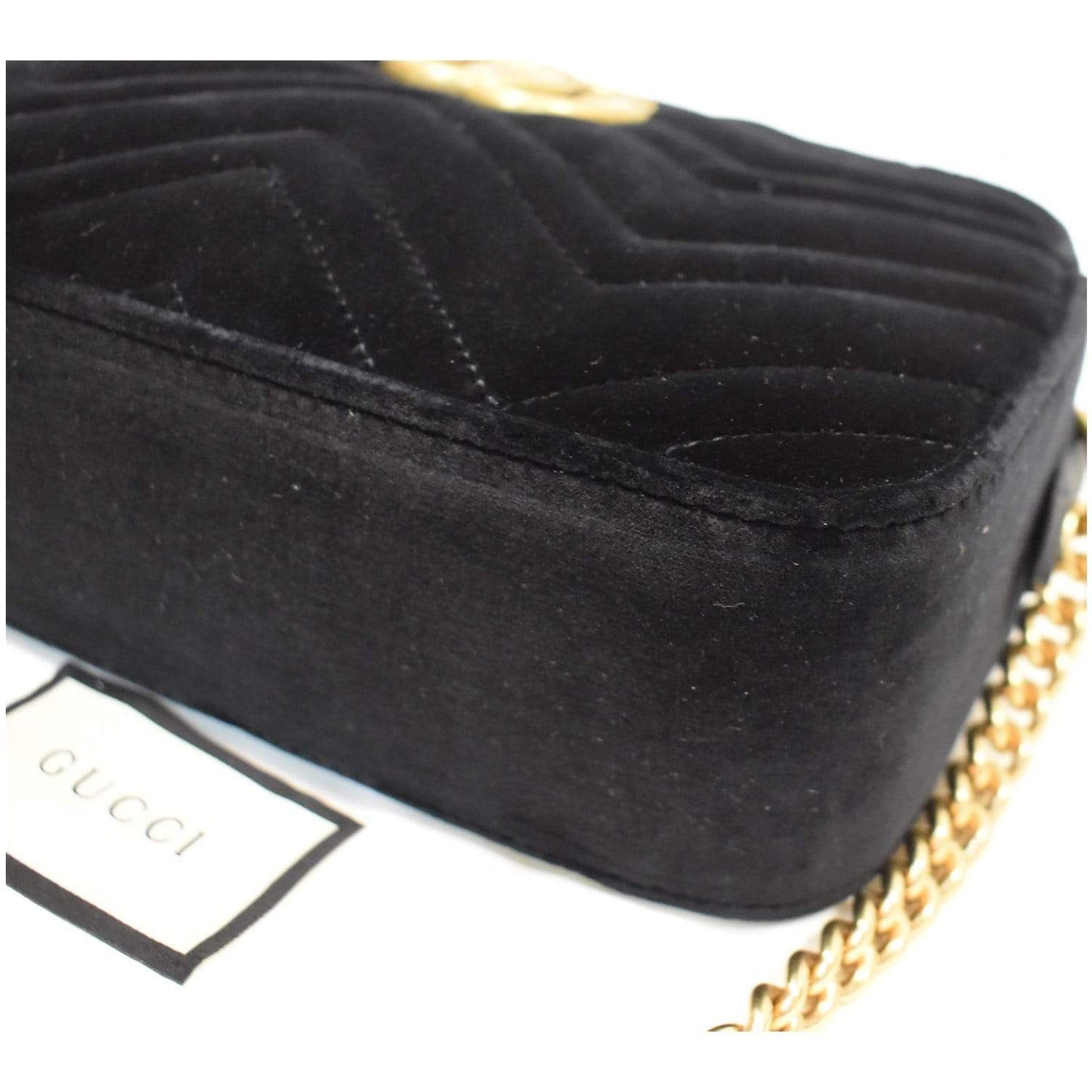 GUCCI GG Marmont Small Velvet Shoulder Bag Black 447632