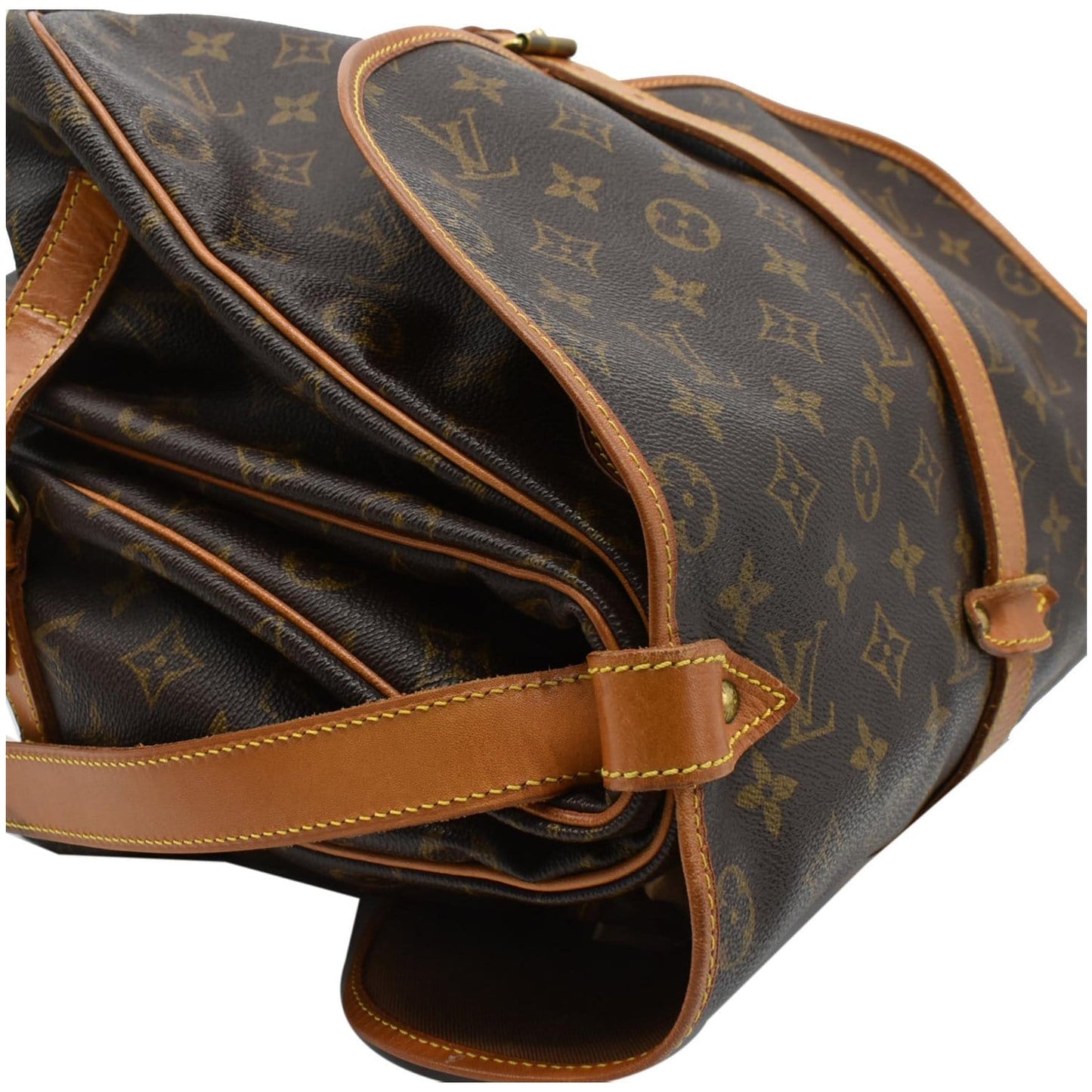LOUIS VUITTON Saumur 35 Monogram Canvas Shoulder Bag Brown