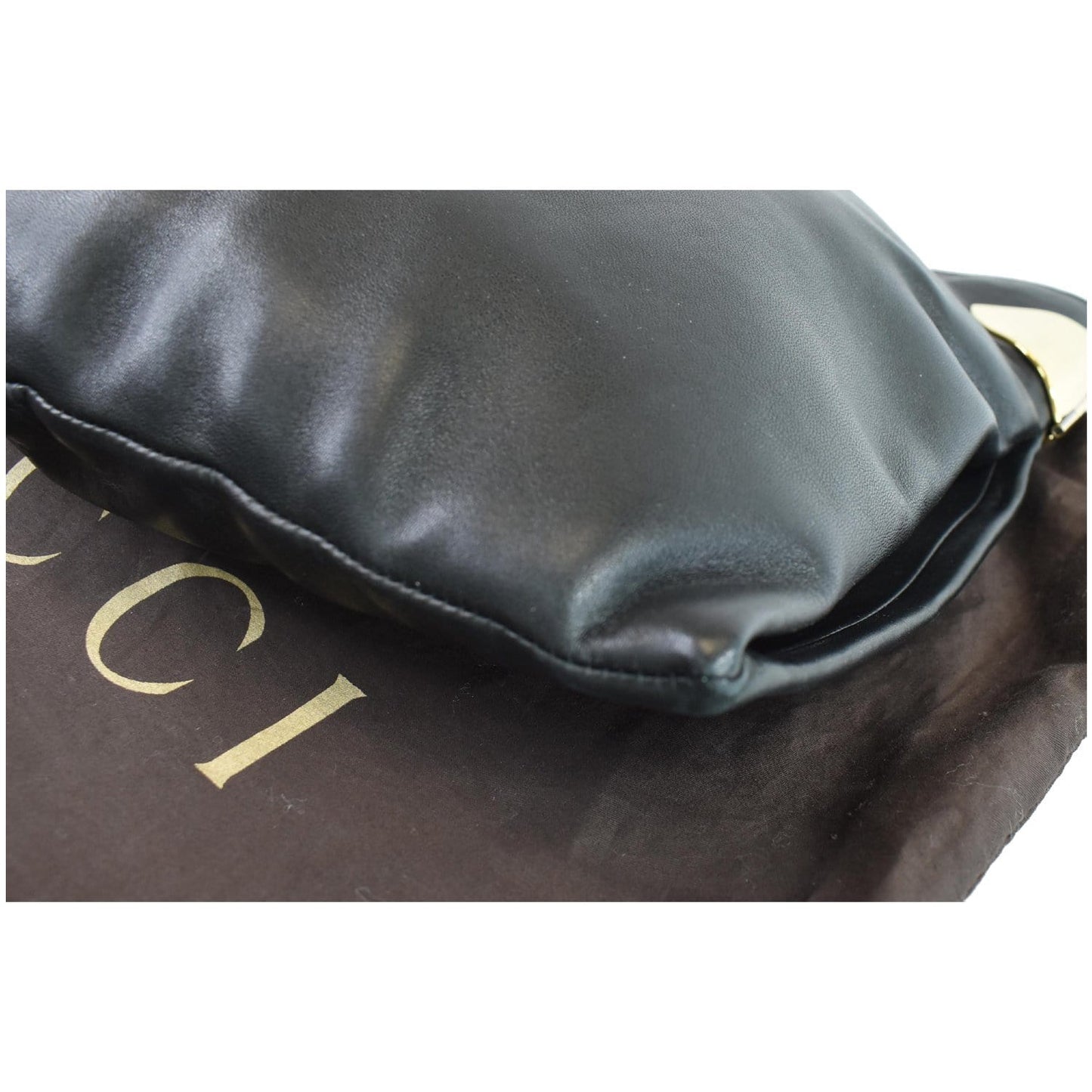 GUCCI 1970 Medium Leather Shoulder Bag Black 290682