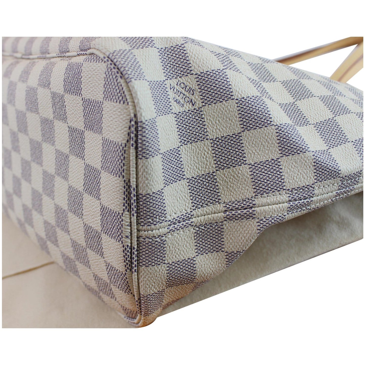 LOUIS VUITTON Neverfull MM Damier Azur Tote Shoulder Bag White