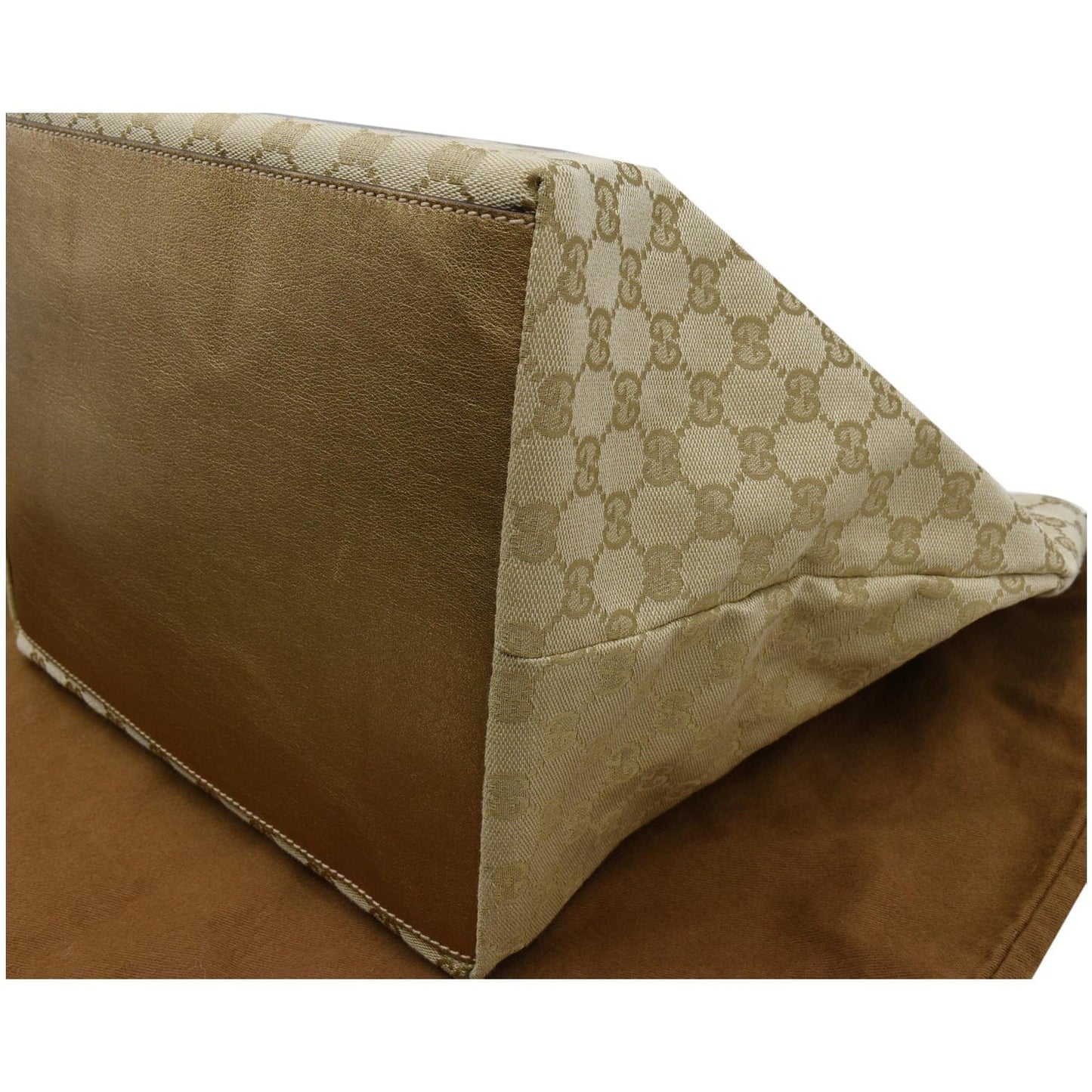 GUCCI Sherry GG Canvas Leather Tote Bag Beige 131231