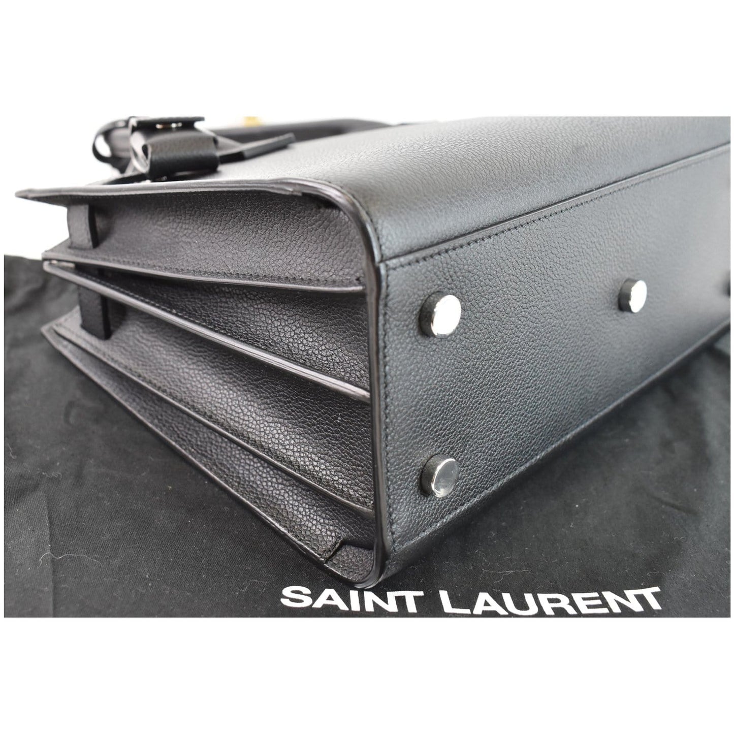 YVES SAINT LAURENT Baby Sac de Jour Grained Leather Tote Bag Black