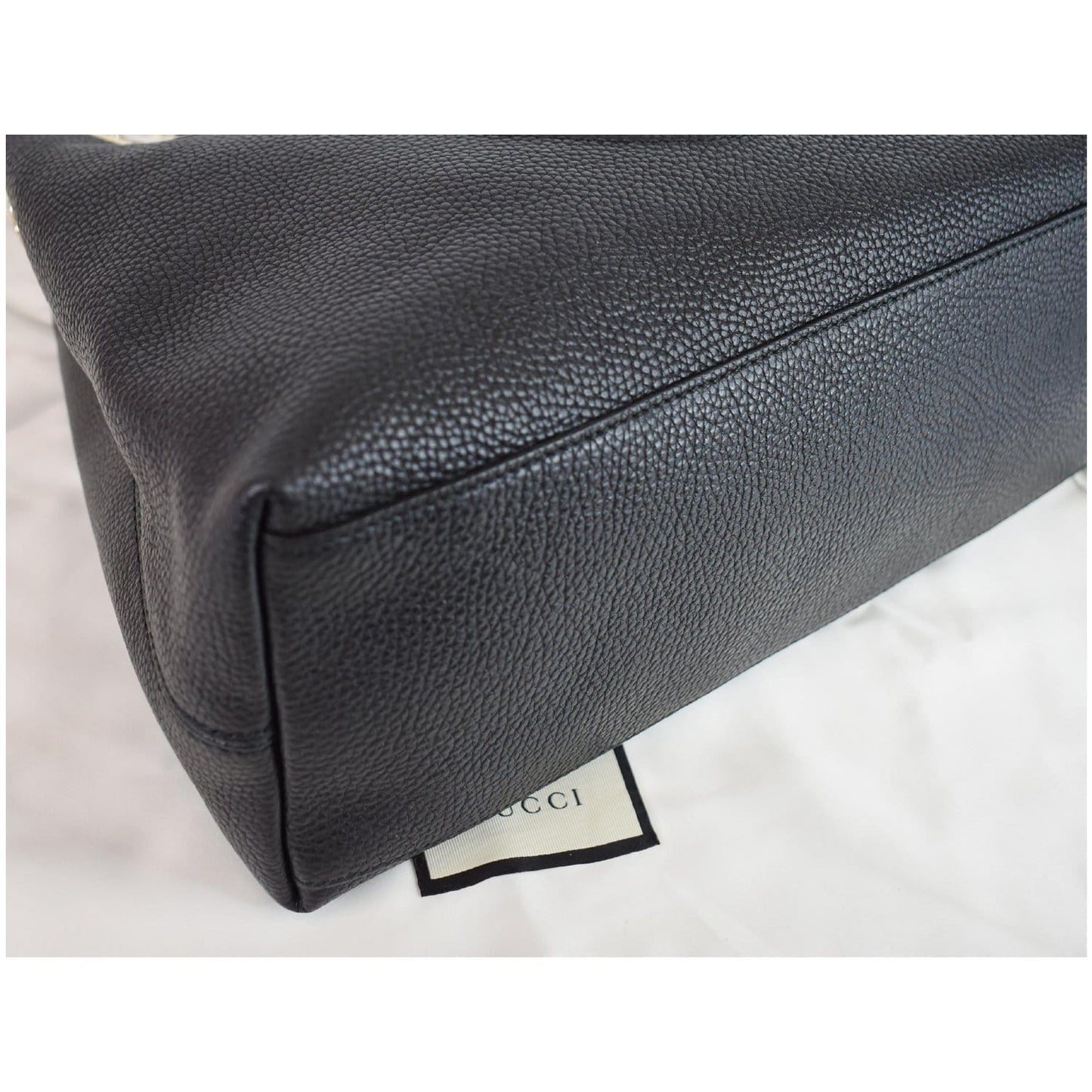 GUCCI Medium Soho Chain Leather Tote Bag Black 536196