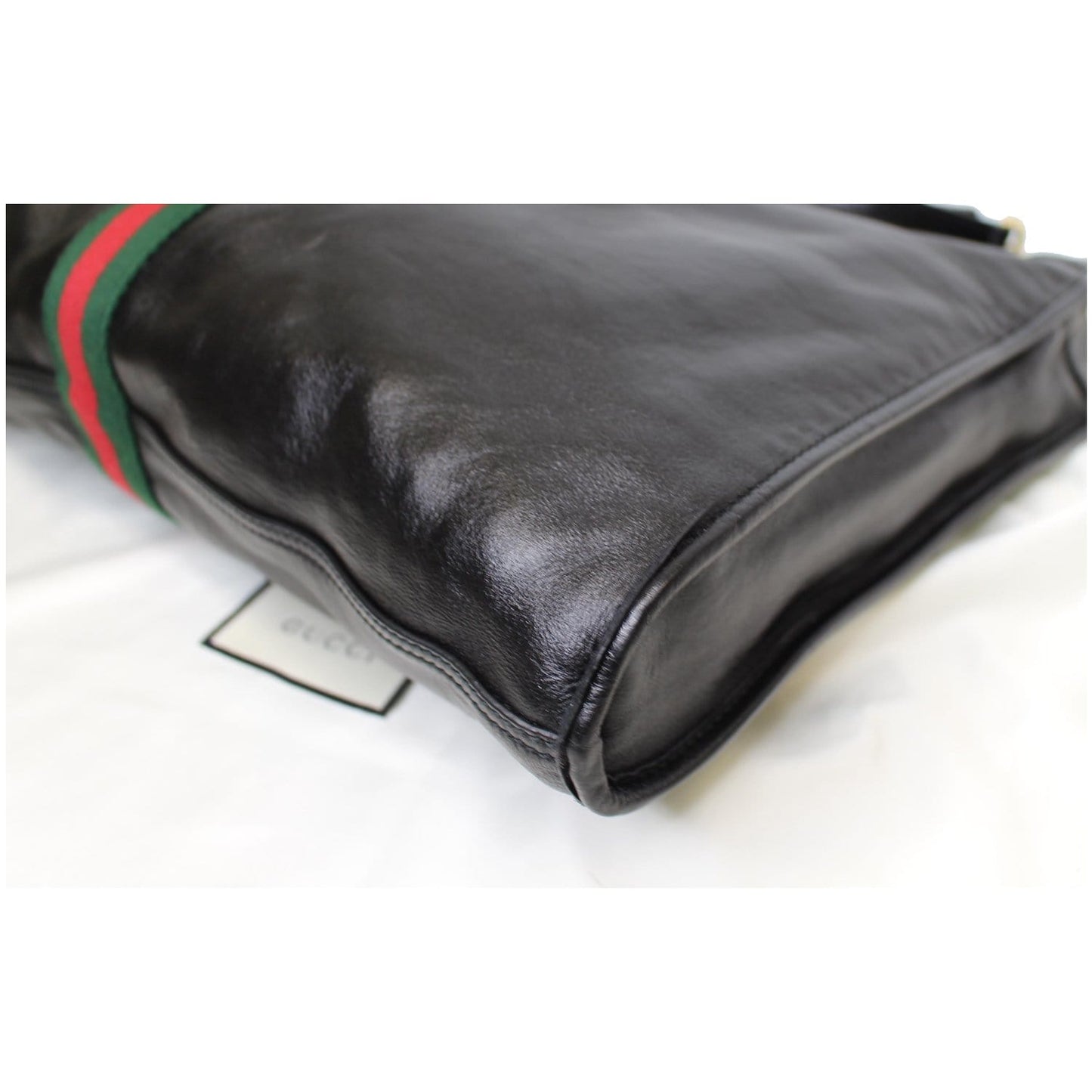 GUCCI Rajah Large Leather Tote Shoulder Bag Black 537219