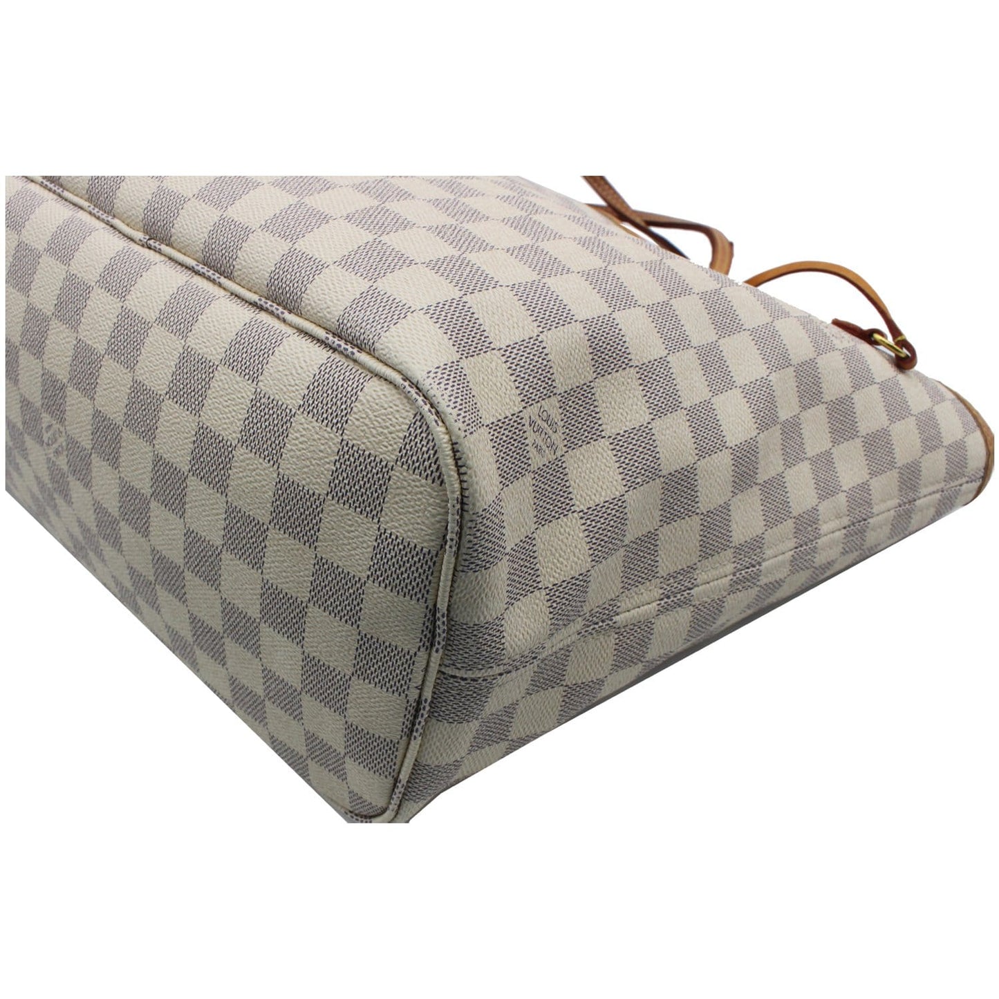 LOUIS VUITTON Neverfull MM Damier Azur Tote Shoulder Bag White