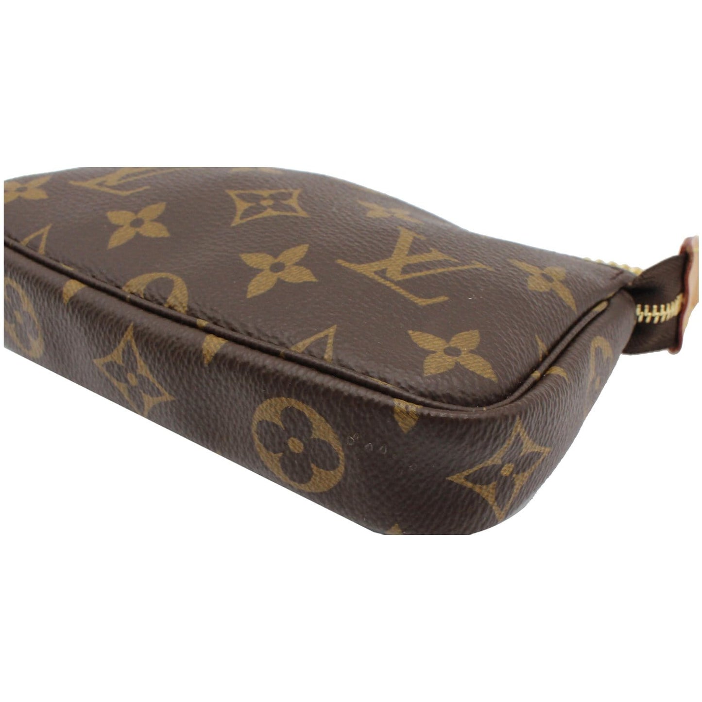 LOUIS VUITTON Mini Pochette Monogram Canvas Accessoires Pouch Brown