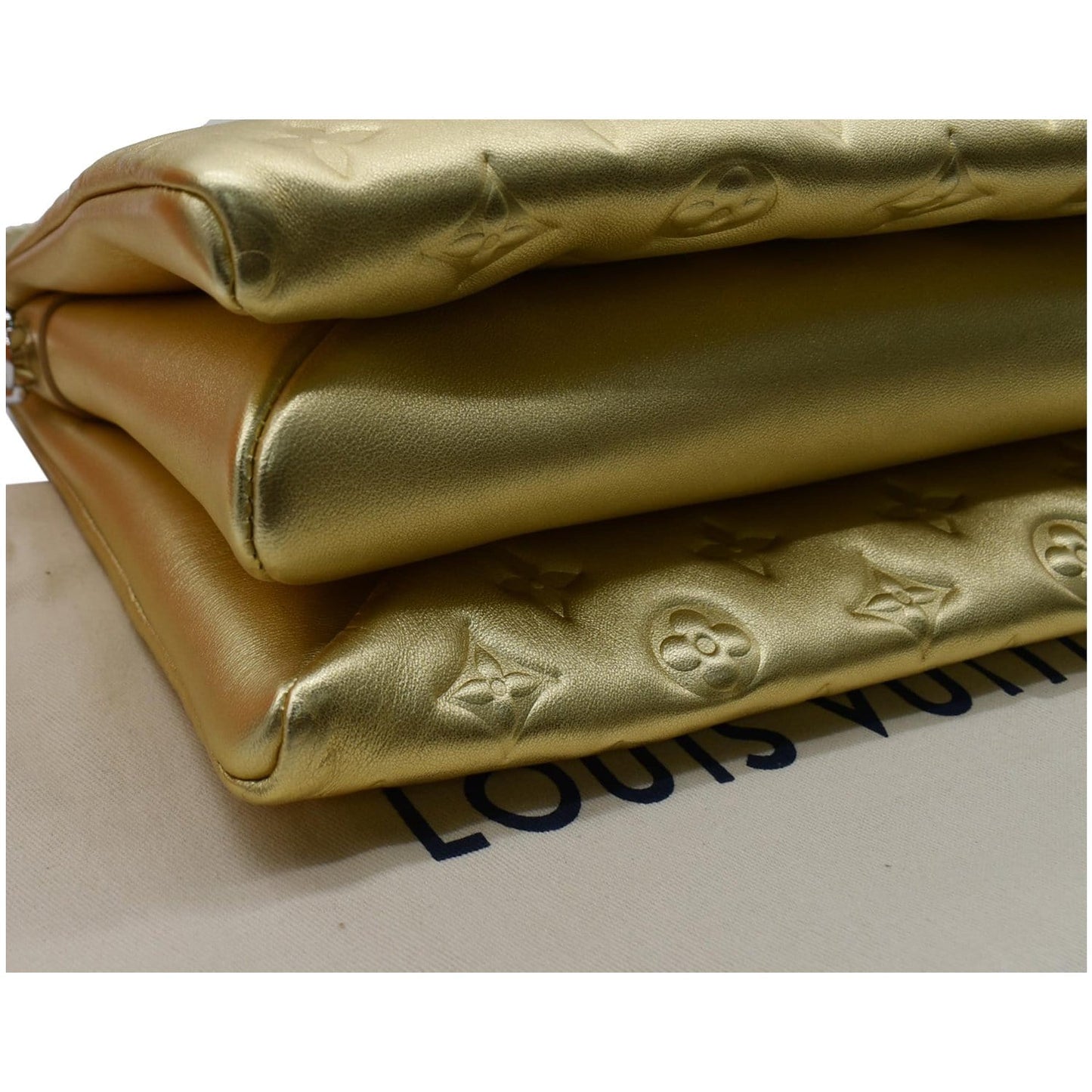 LOUIS VUITTON Coussin PM Monogram Embossed Shoulder Bag Gold