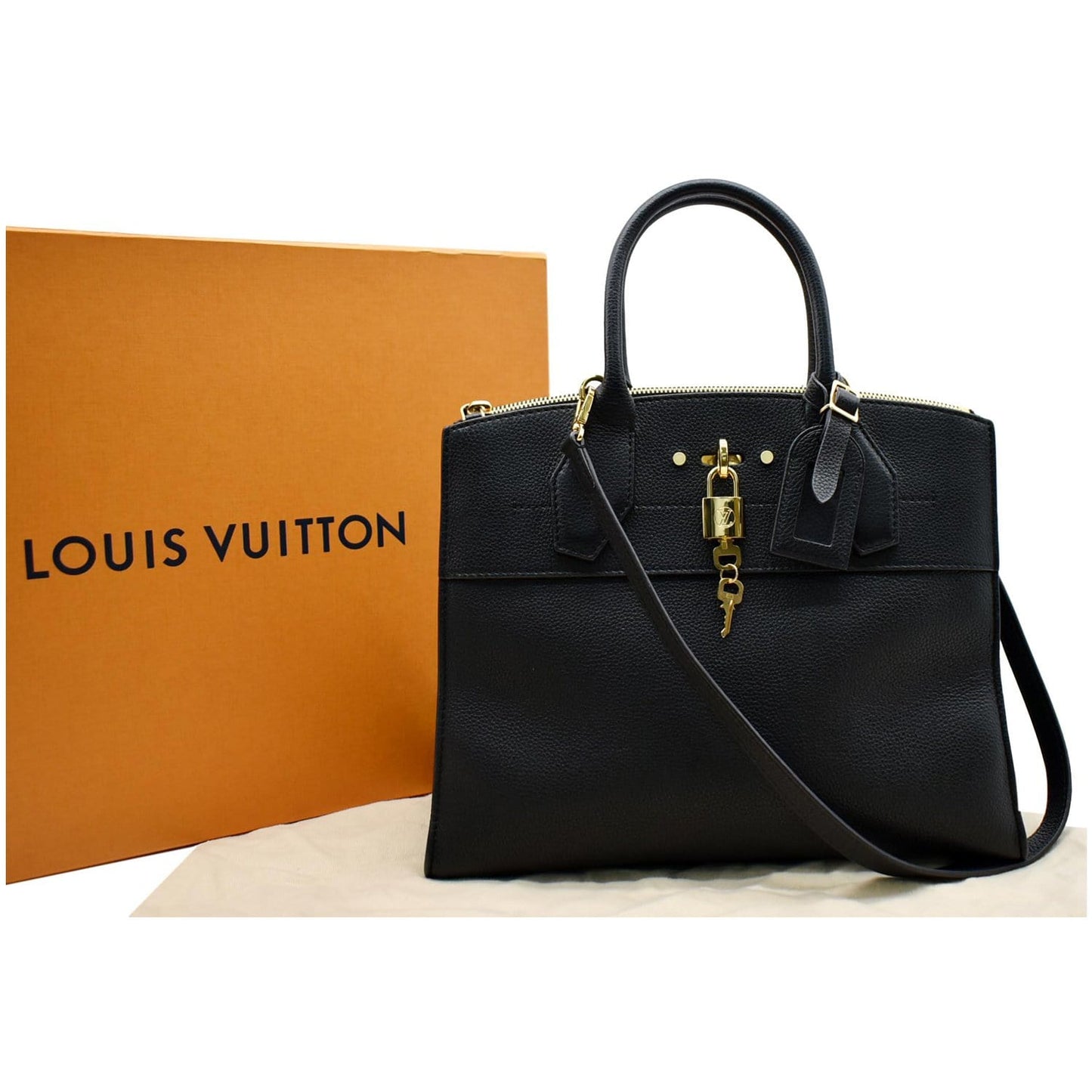 LOUIS VUITTON City Steamer MM Leather Shoulder Bag Noir