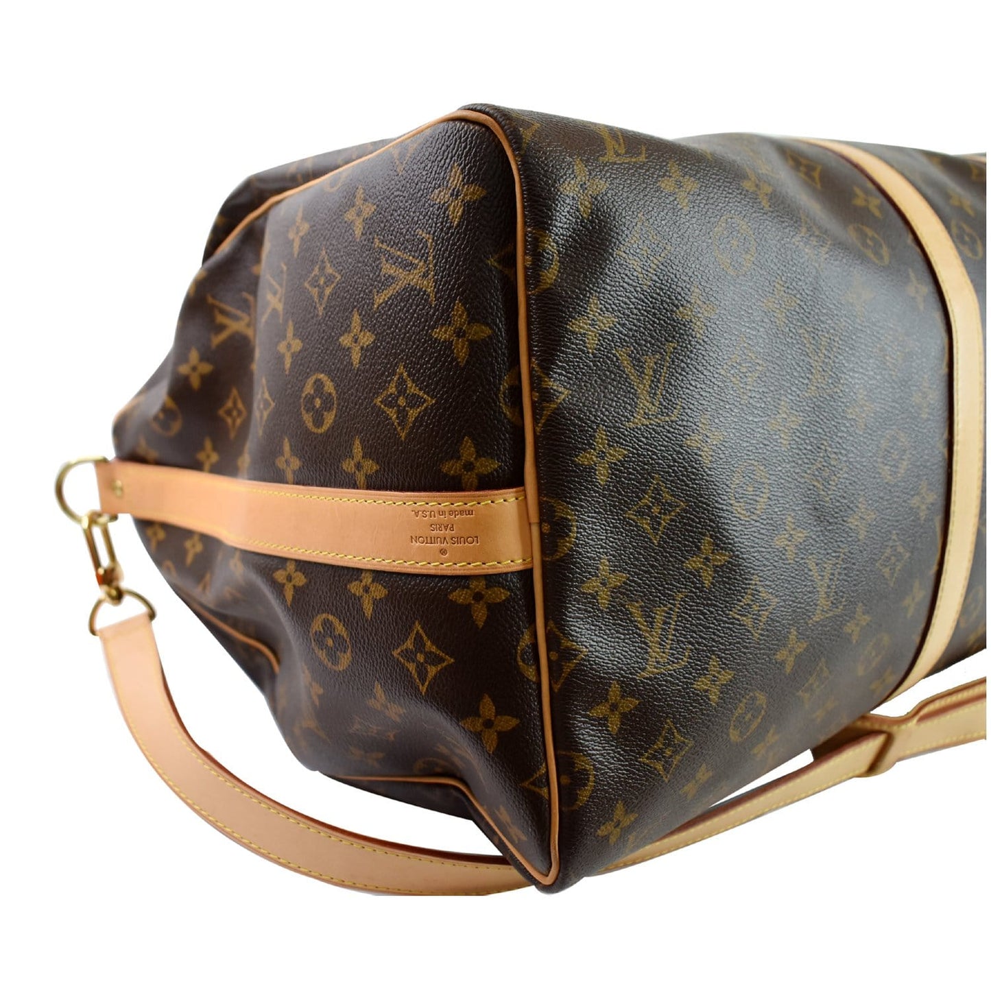 LOUIS VUITTON Keepall Bandouliere 55 Monogram Canvas Travel Bag Brown