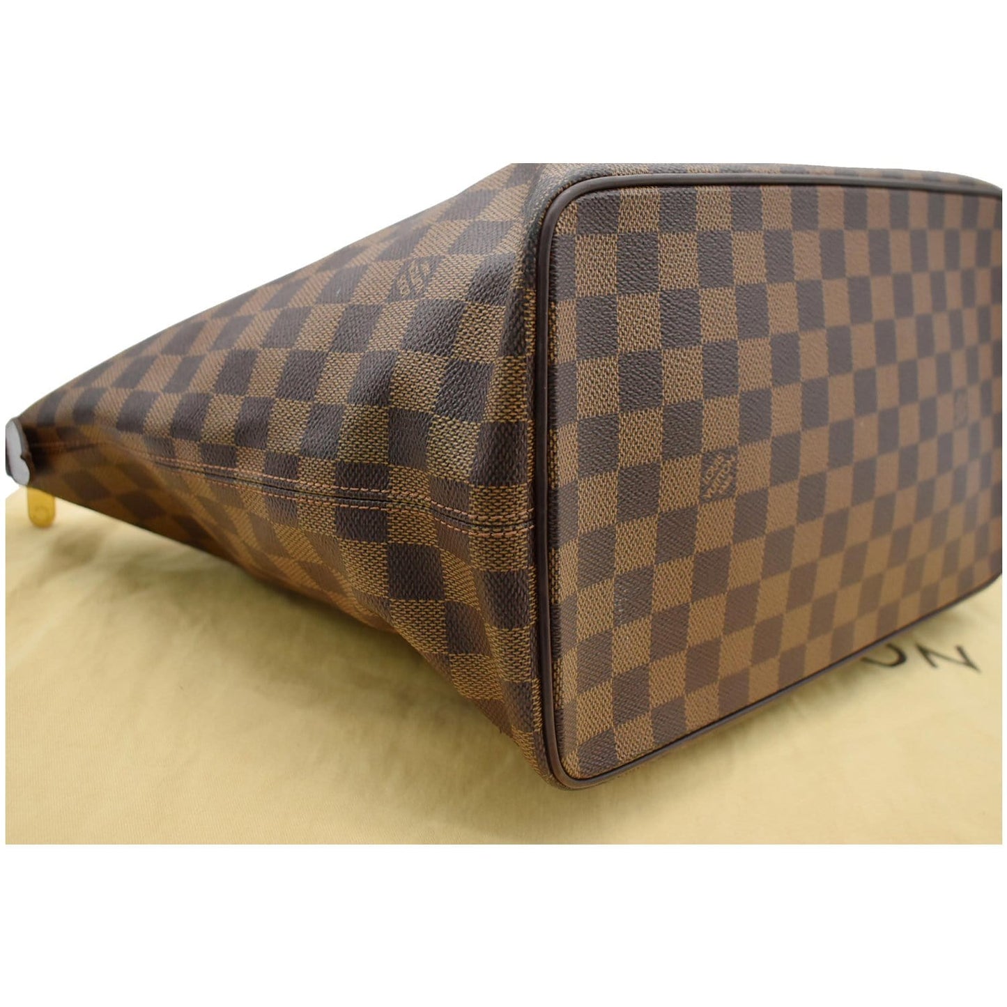 LOUIS VUITTON Saleya MM Damier Ebene Tote Bag Brown