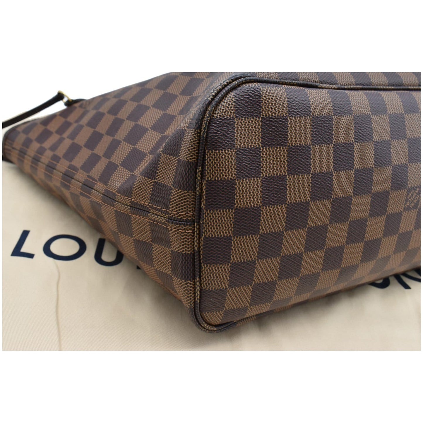 LOUIS VUITTON Neverfull MM Damier Ebene Tote Bag Brown
