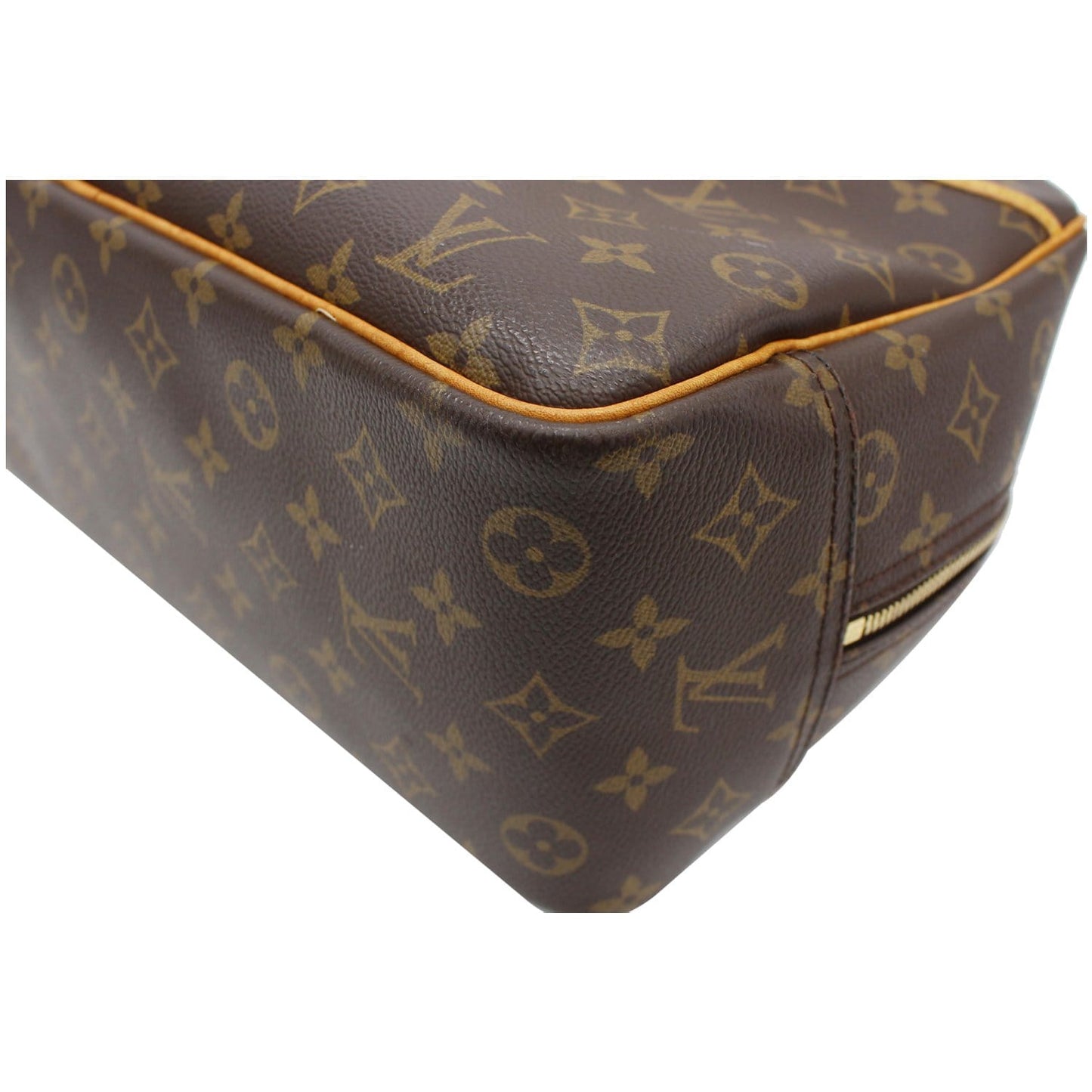 LOUIS VUITTON Deauville Boston Monogram Canvas Satchel Bag Brown