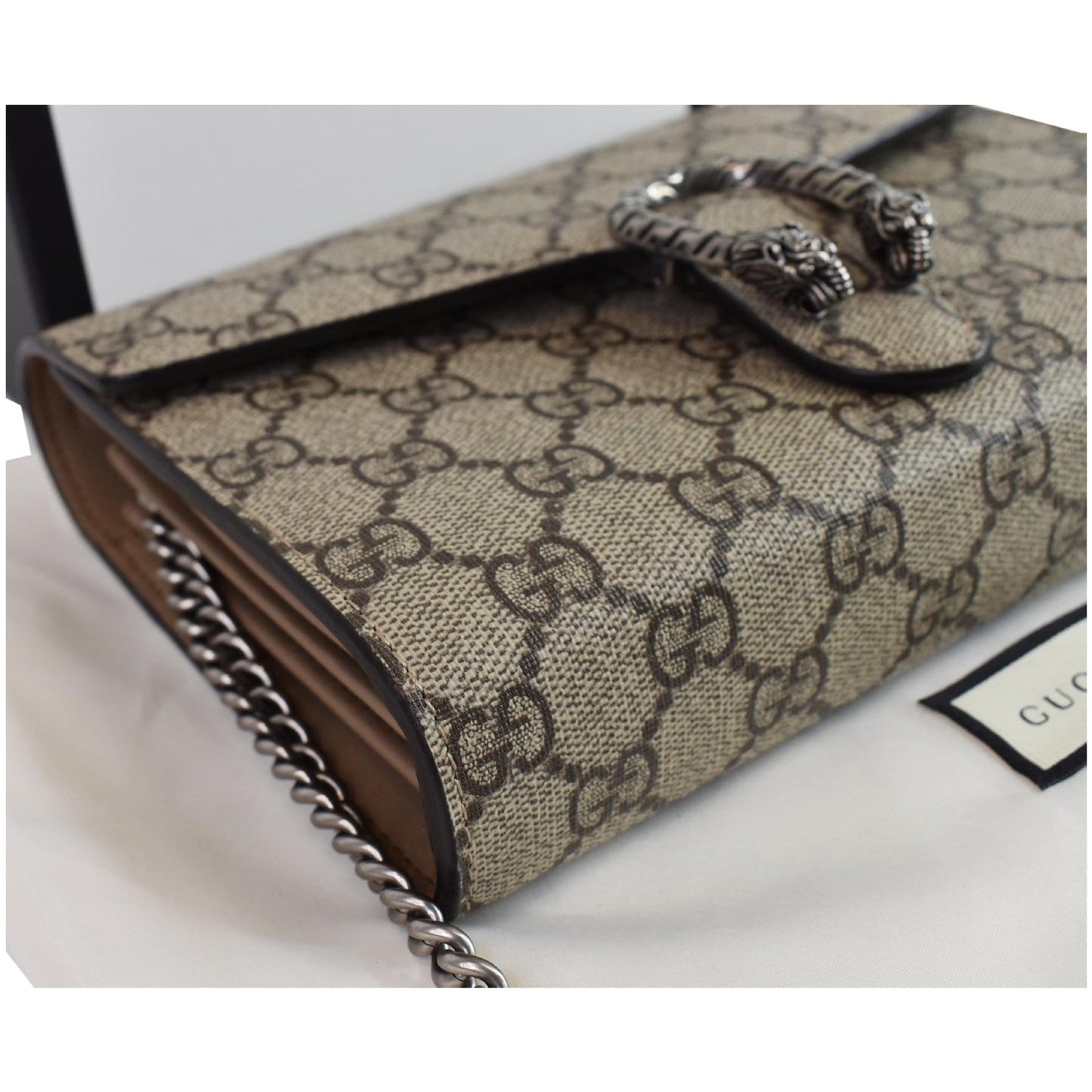 GUCCI Dionysus GG Supreme Crossbody Chain Wallet Beige 401231
