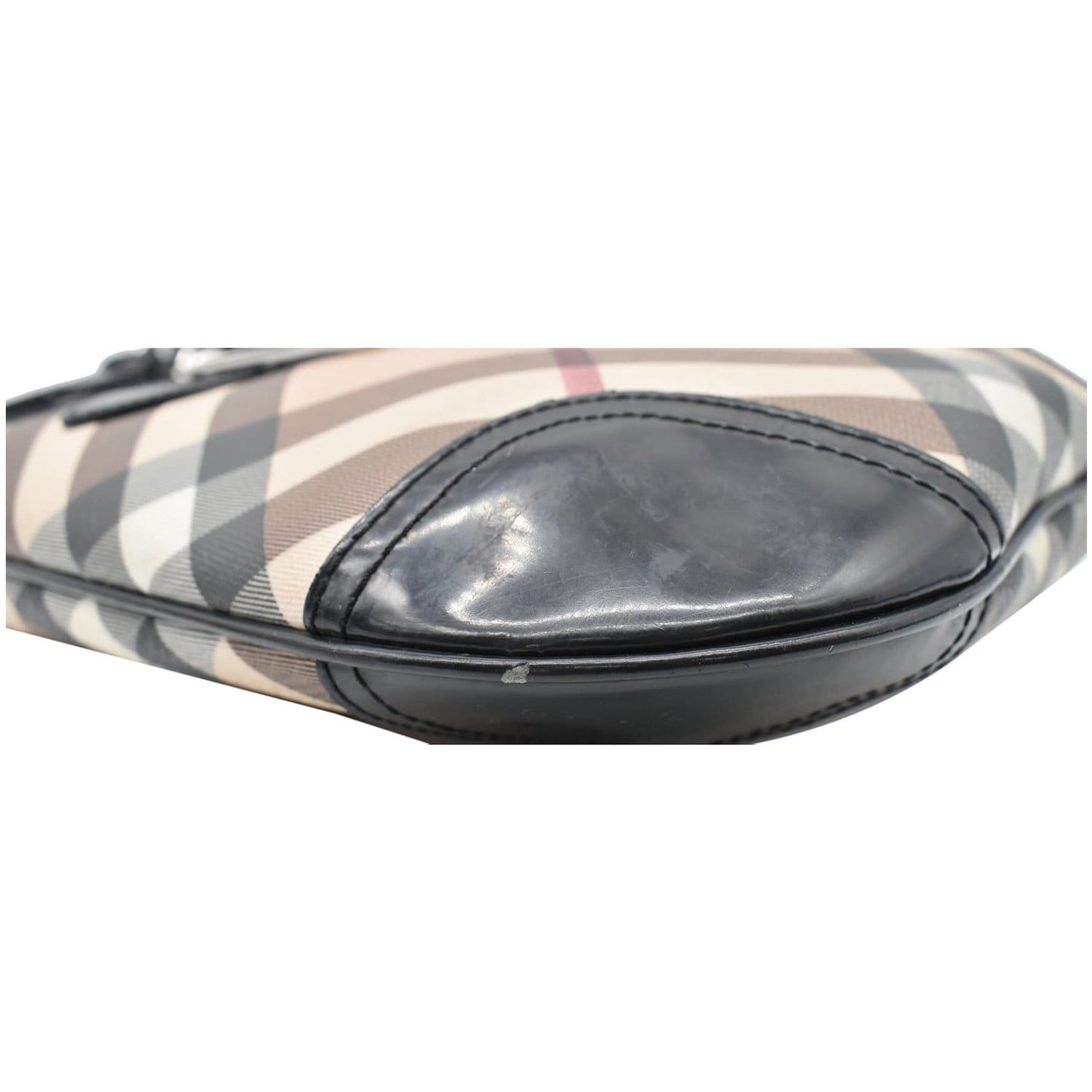 BURBERRY Dryden Small Supernova Check Patent Leather Crossbody Bag Black