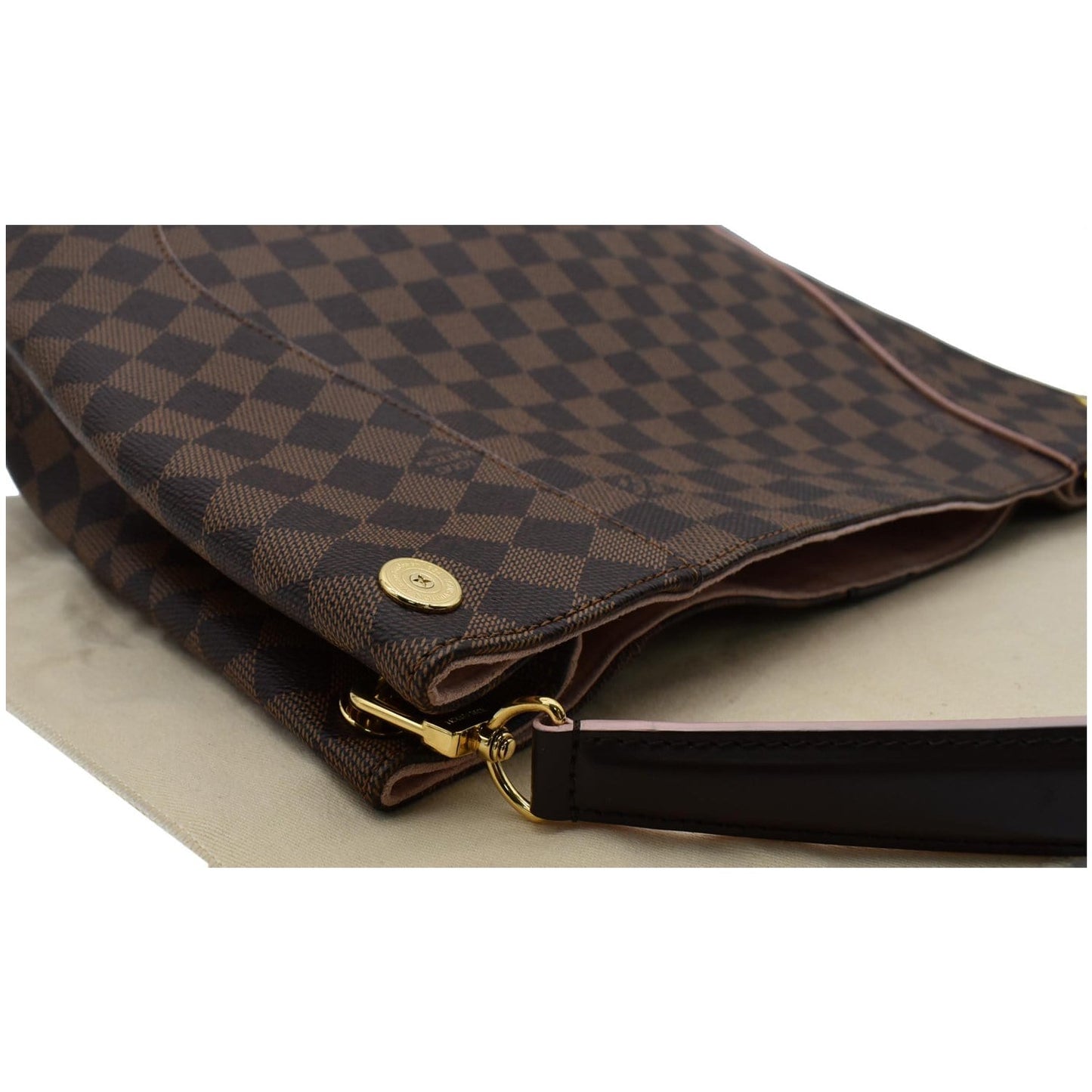 LOUIS VUITTON Caissa Damier Ebene Hobo Bag Rose Ballerine