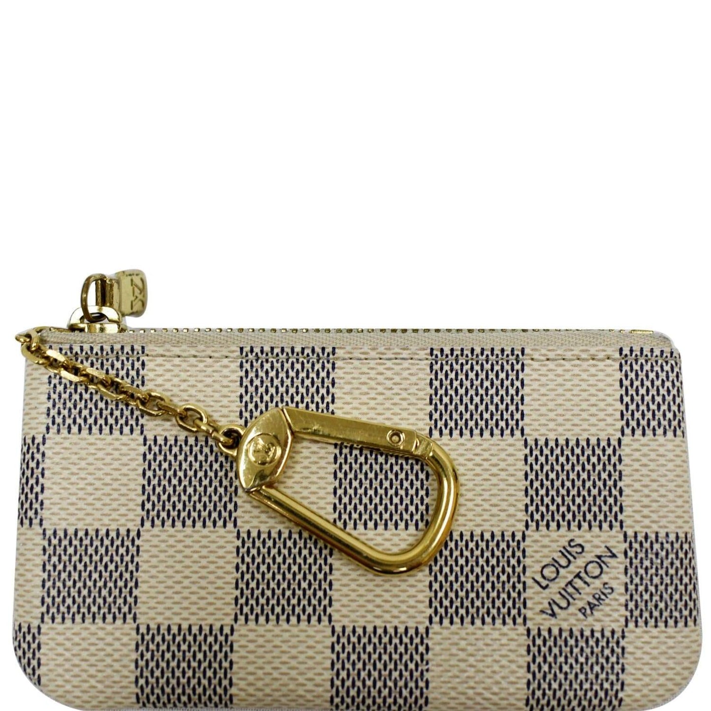 LOUIS VUITTON Pochette Key Cles Damier Azur Coin Case White