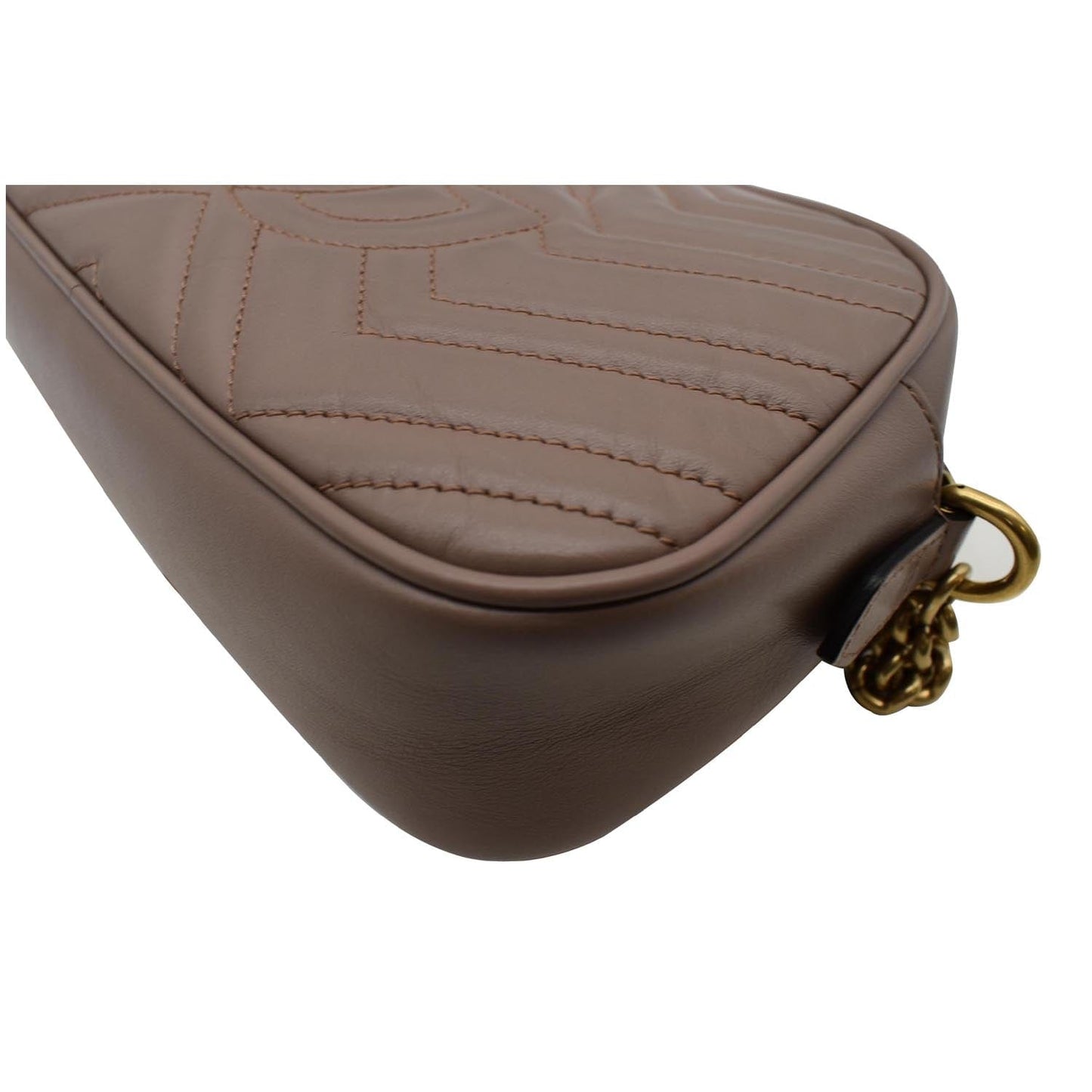 GUCCI GG Marmont Small Matelasse Leather Crossbody Bag Taupe 447632