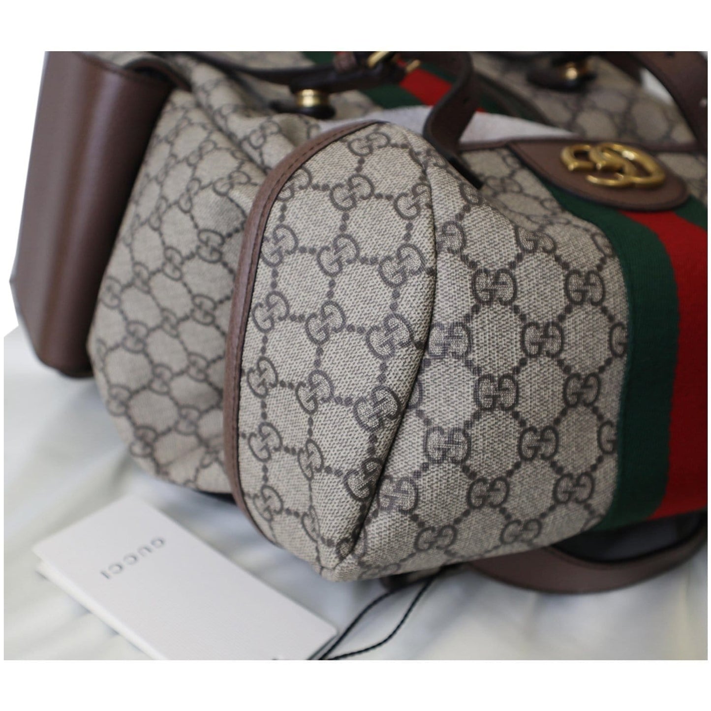 GUCCI Ophidia GG Medium Supreme Canvas Backpack Beige/Ebony 598140 - 15% OFF