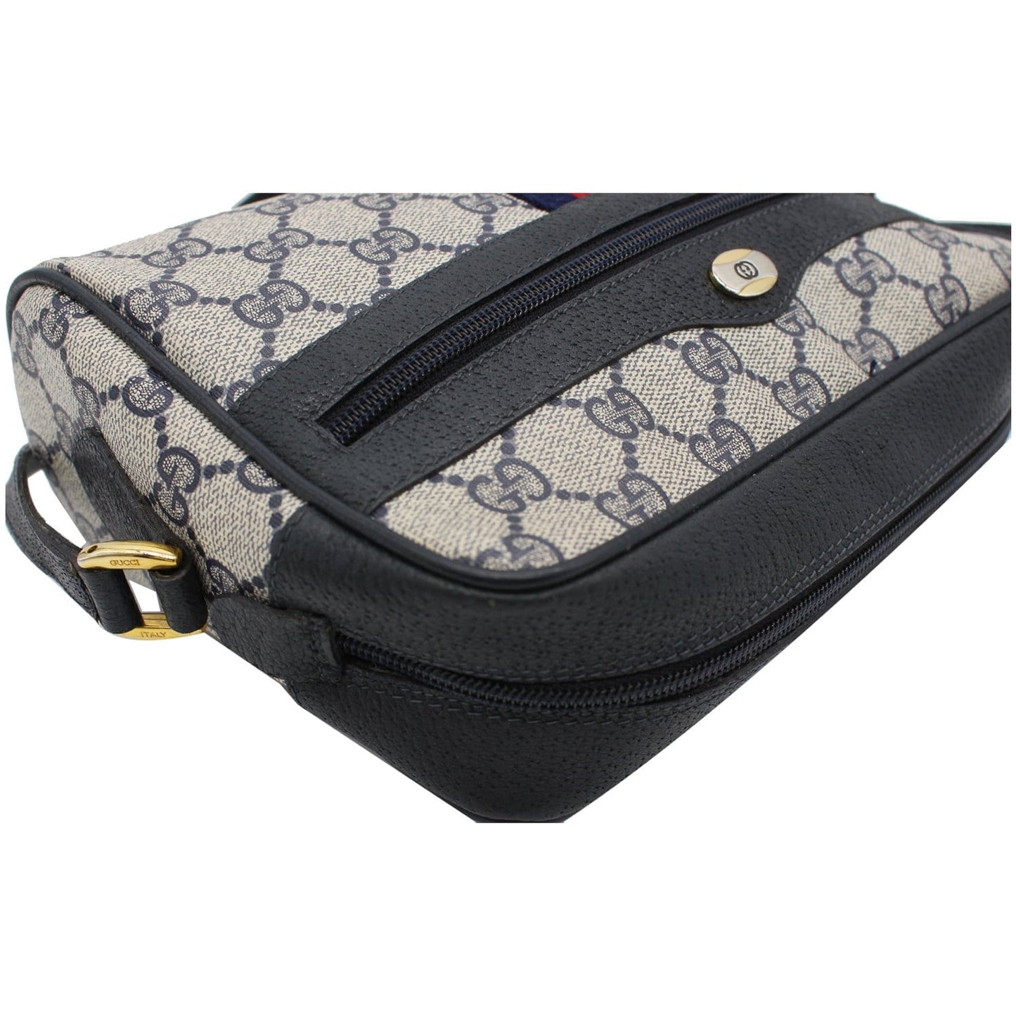 GUCCI Ophidia Vintage Supreme Canvas Shoulder Bag Black