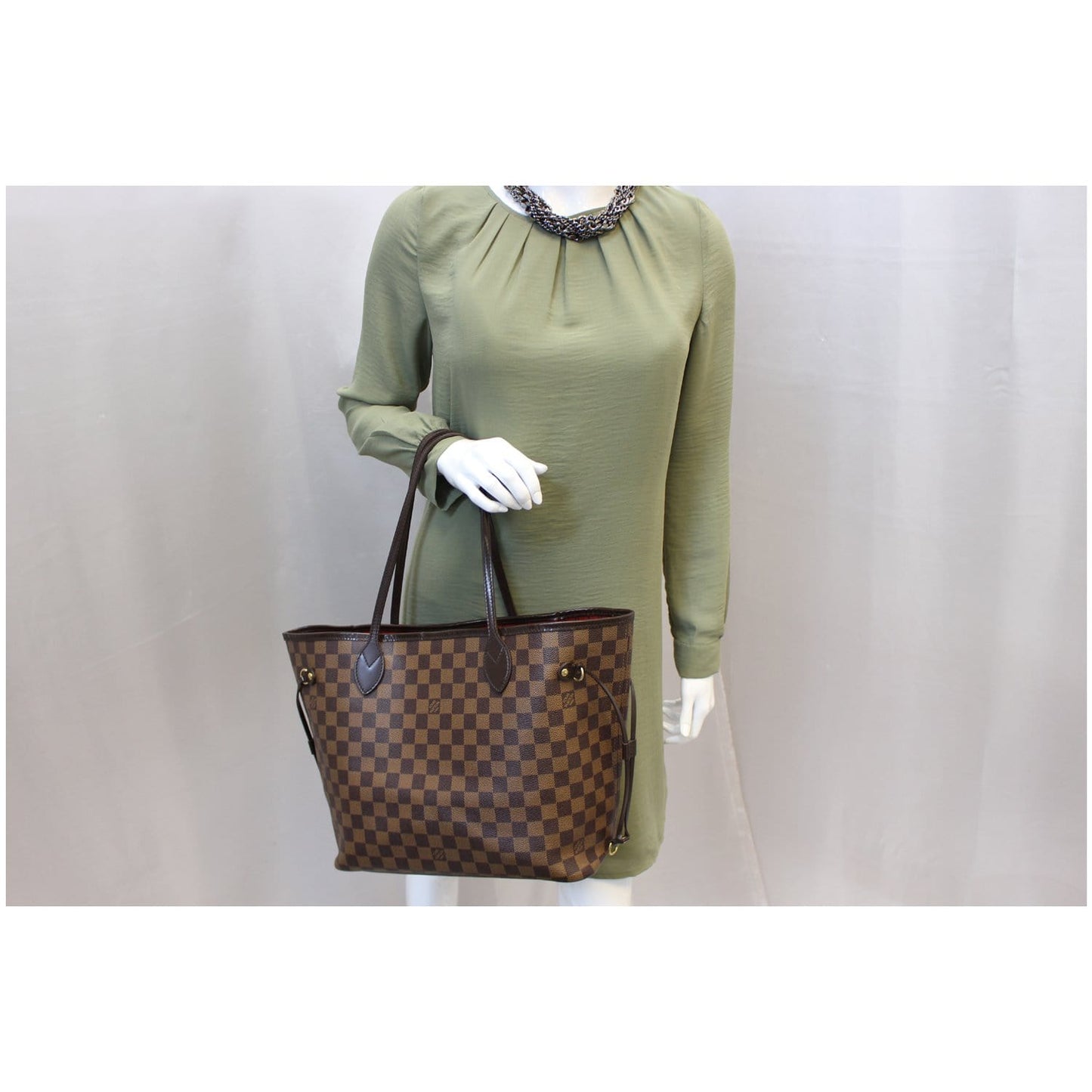 LOUIS VUITTON Neverfull MM Damier Ebene Tote Shoulder Bag