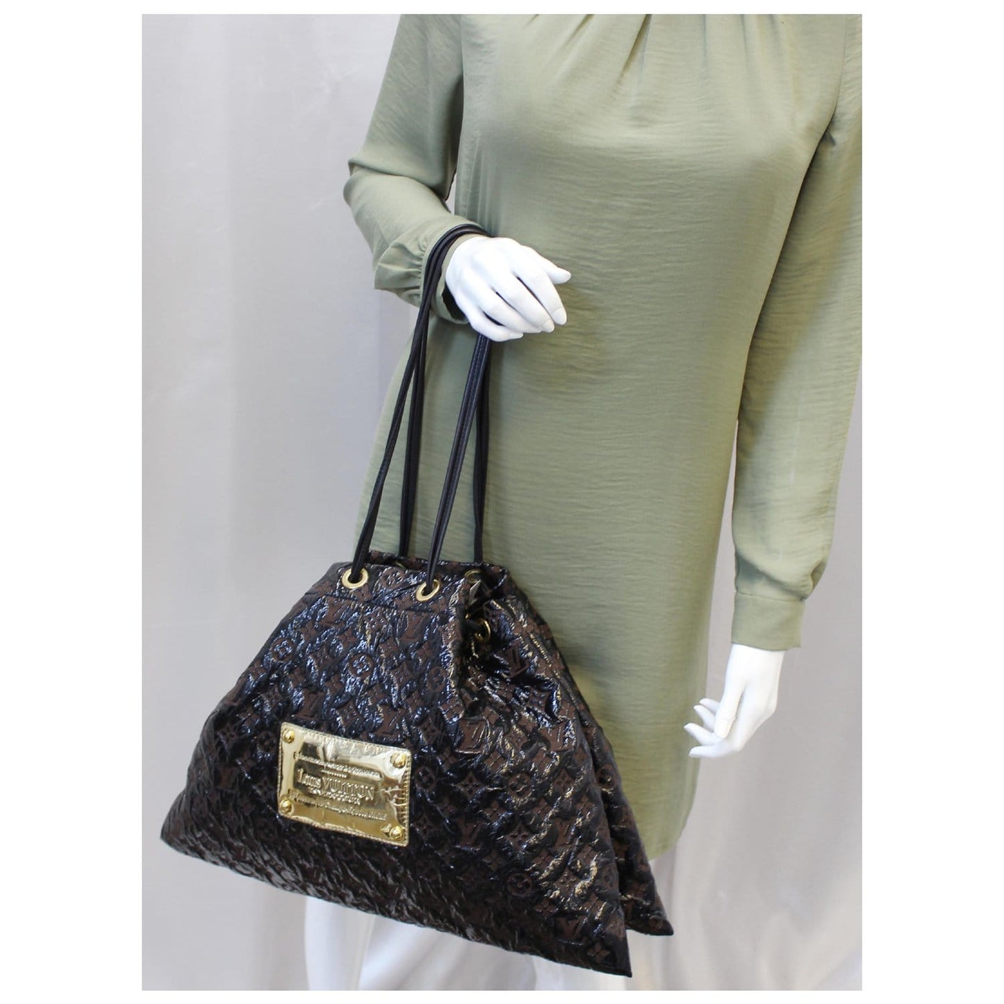 LOUIS VUITTON Squishy Monogram Vinyl Tote Bag Black