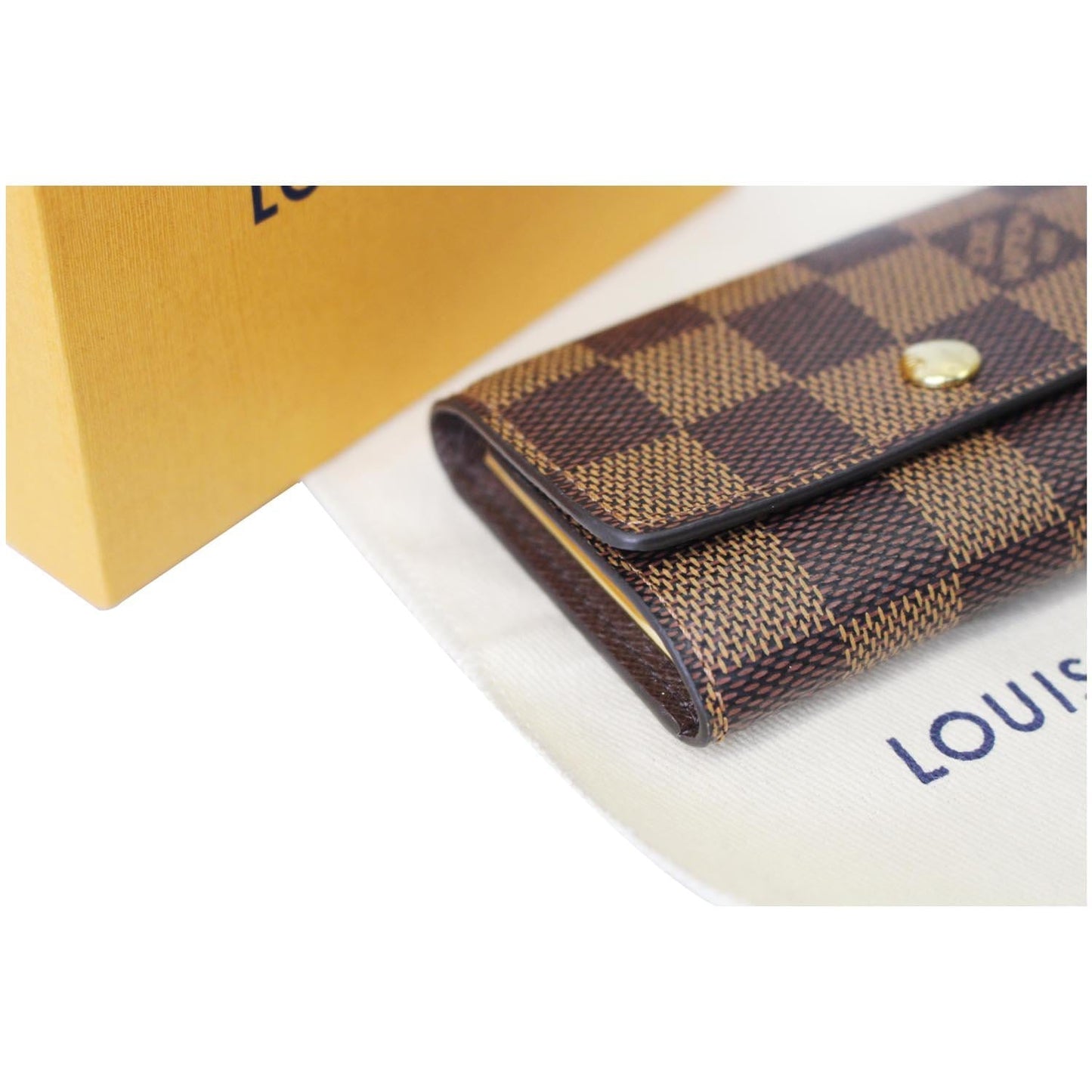 LOUIS VUITTON Damier Ebene 6 Key Holder Brown