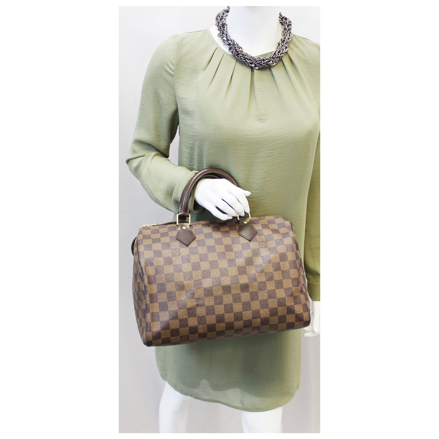 LOUIS VUITTON Speedy 30 Damier Ebene Brown Satchel Bag