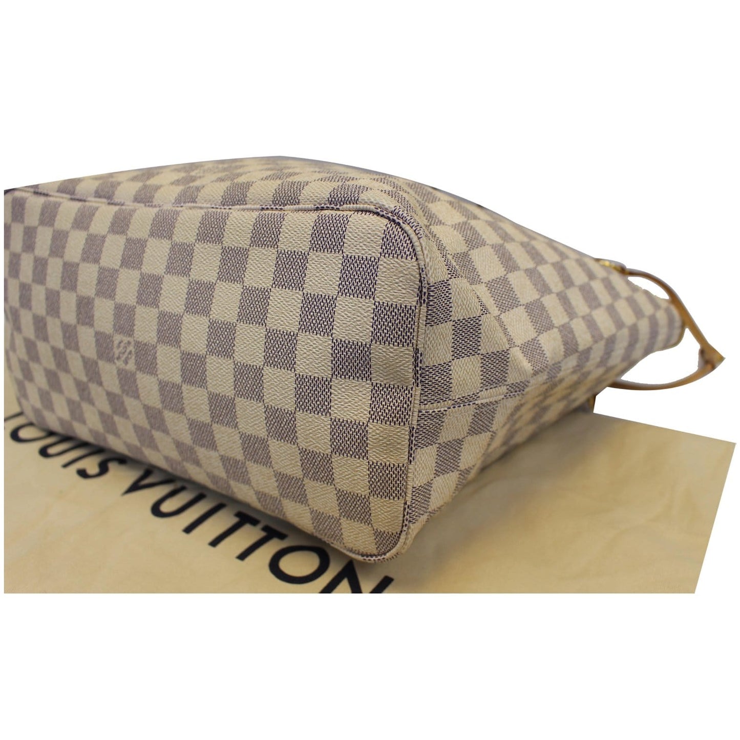 LOUIS VUITTON Neverfull MM Damier Azur Tote Shoulder Bag White
