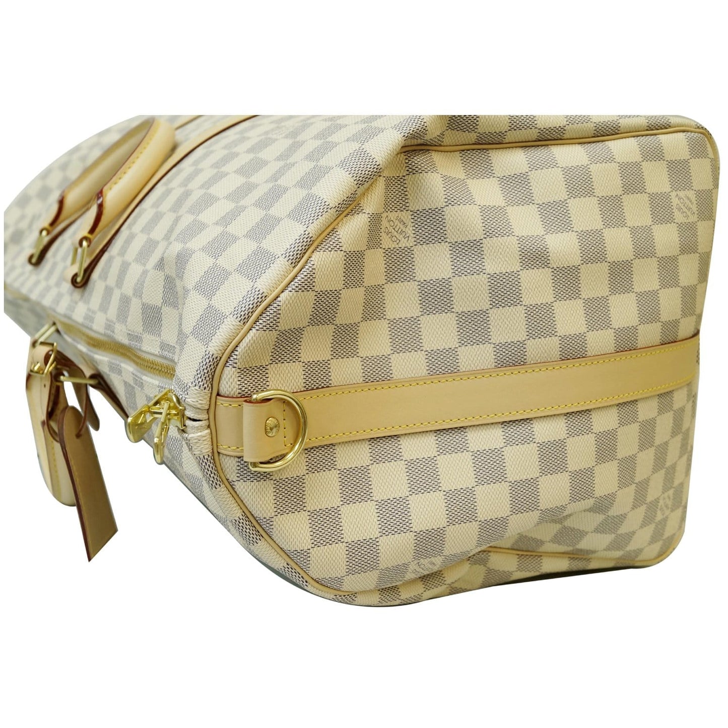 LOUIS VUITTON Keepall 55 Bandouliere Damier Azur Travel Bag White