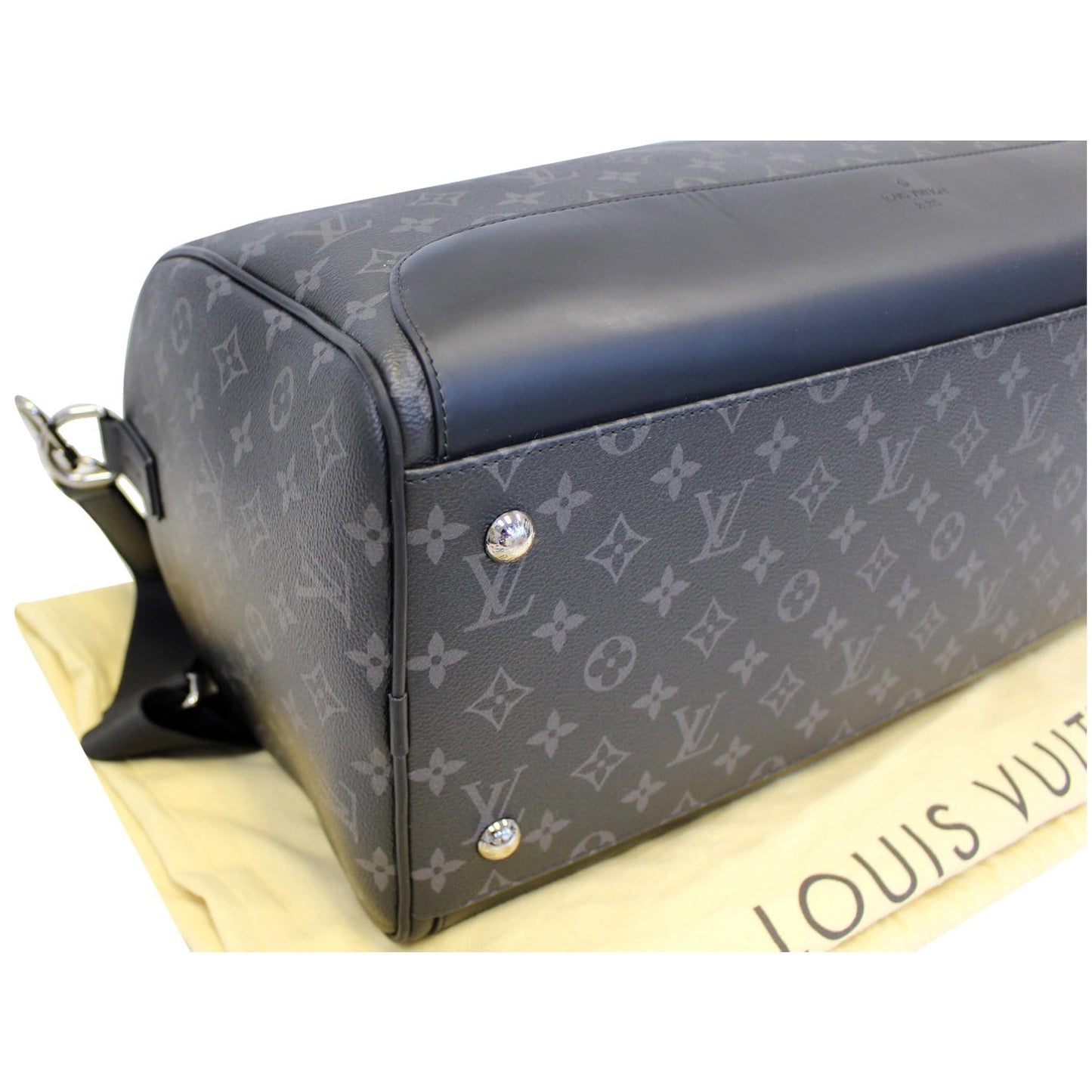 LOUIS VUITTON Keepall Voyager Monogram Eclipse Travel Bag Black