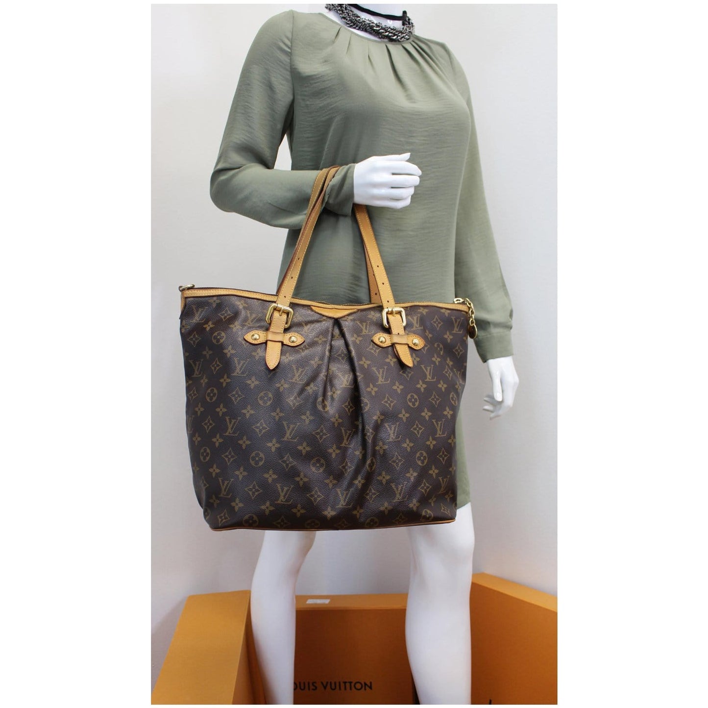 LOUIS VUITTON Palermo GM Monogram Canvas Tote Shoulder Bag Brown