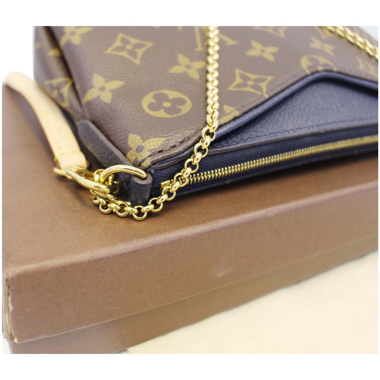 LOUIS VUITTON Pallas Monogram Canvas Clutch Crossbody Bag
