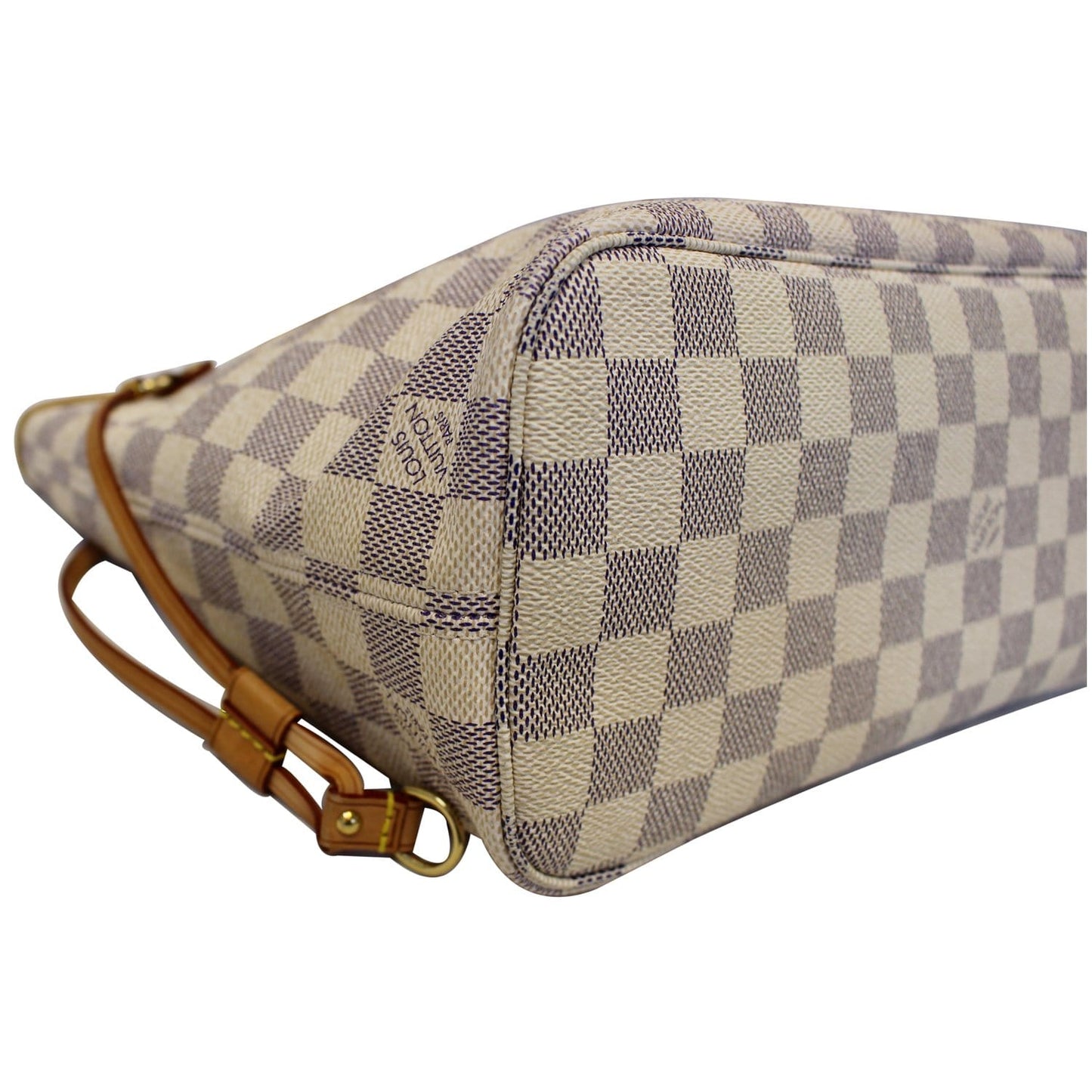 LOUIS VUITTON Neverfull PM Damier Azur Tote Shoulder Bag White