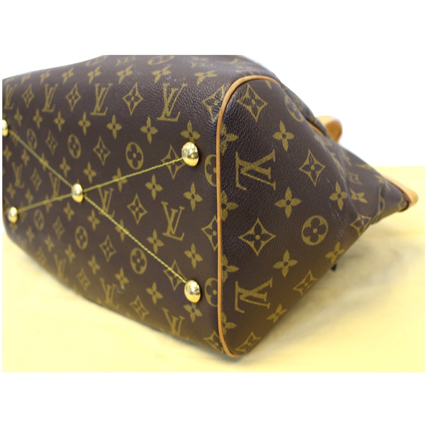 LOUIS VUITTON Tivoli GM Monogram Canvas Shoulder Satchel Bag Brown