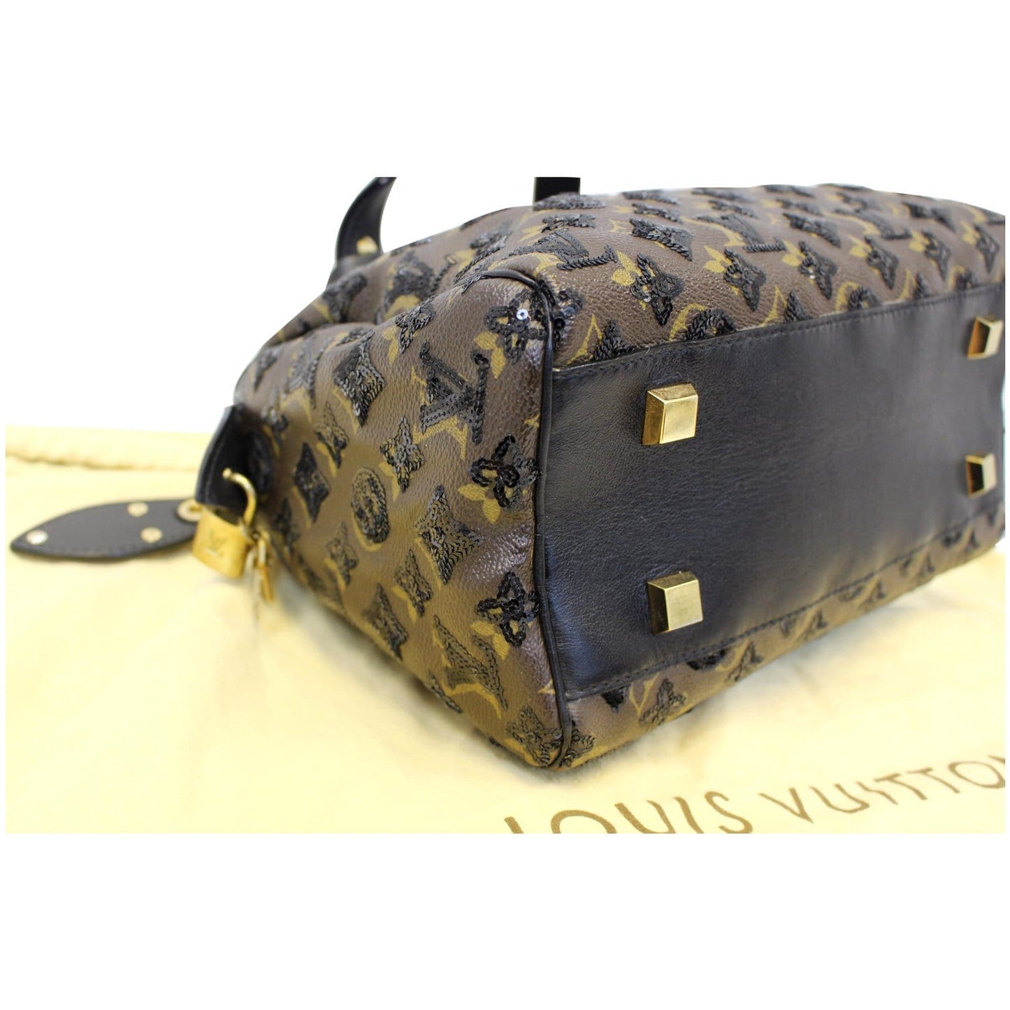 LOUIS VUITTON Eclipse Speedy 30 Sequin Monogram Canvas Satchel Bag Black
