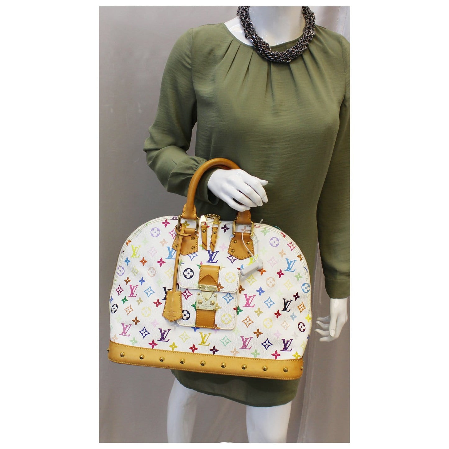 LOUIS VUITTON Alma GM Multicolor White Satchel Handbag