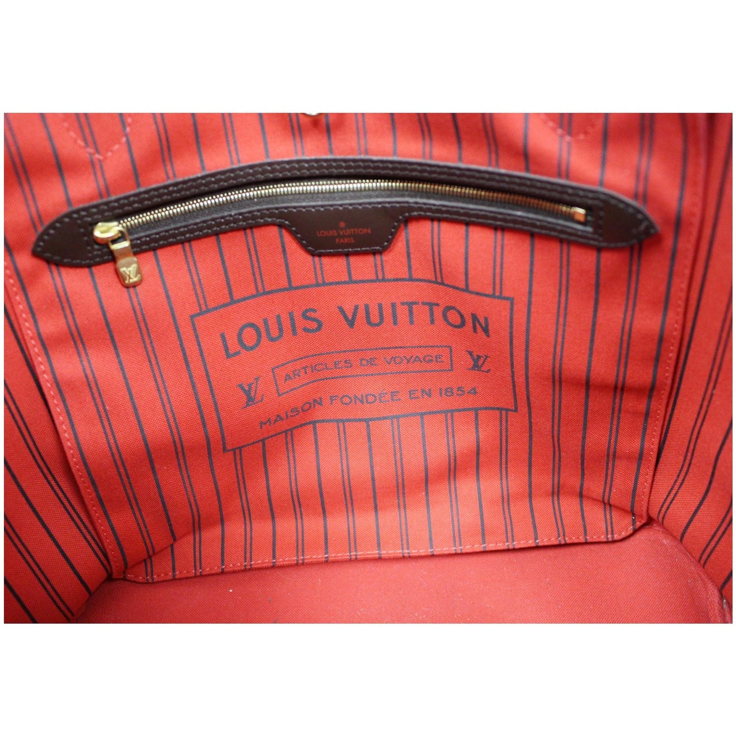 LOUIS VUITTON Neverfull MM Damier Ebene Tote Shoulder Bag Brown