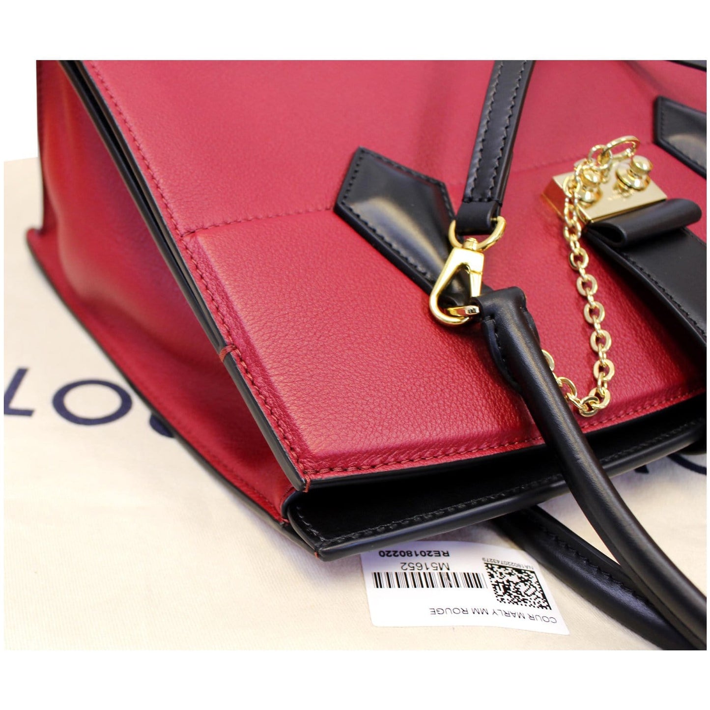 LOUIS VUITTON Cour Marly MM Calfskin Leather Shoulder Bag Rouge