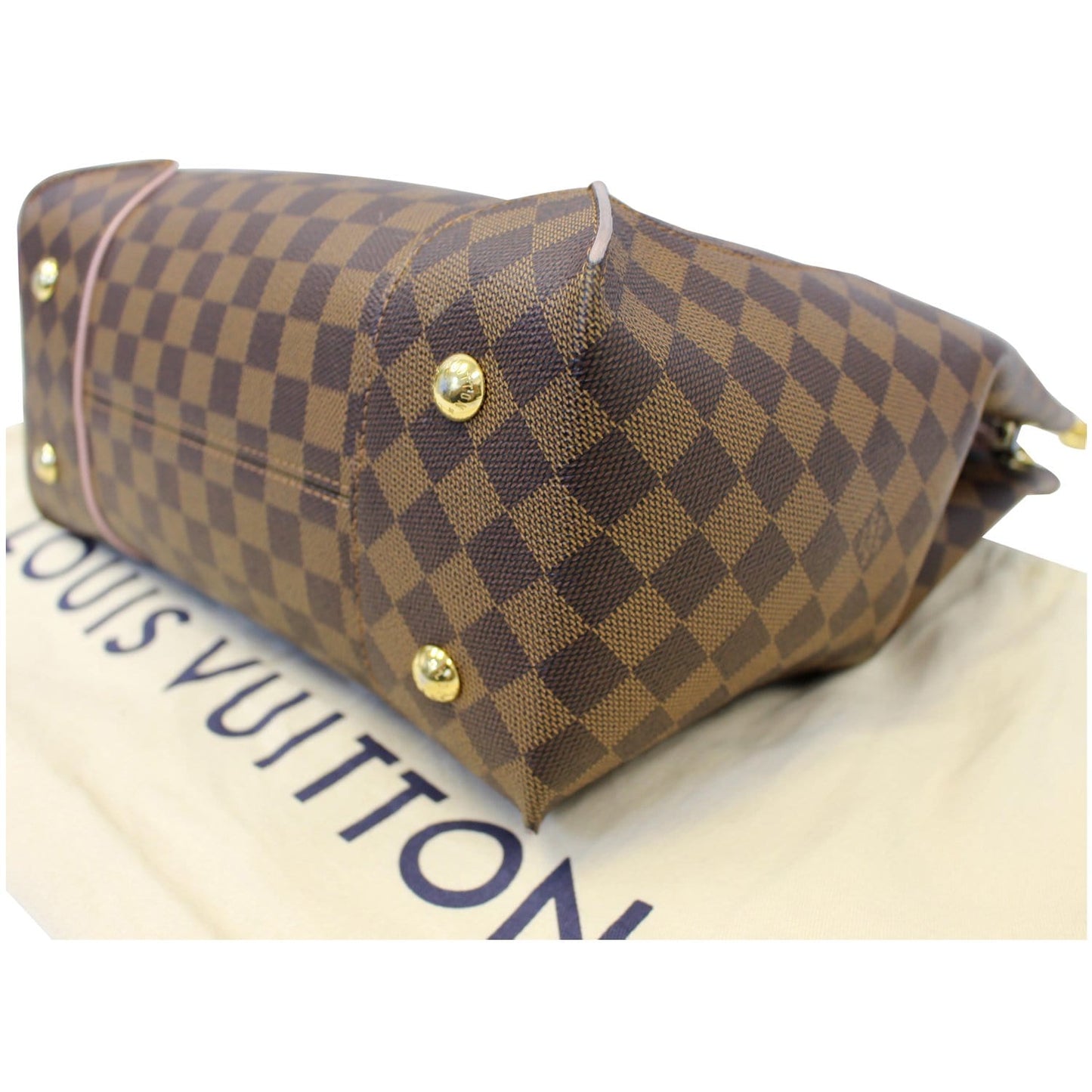 LOUIS VUITTON Caissa Damier Ebene Hobo Bag Rose Ballerine