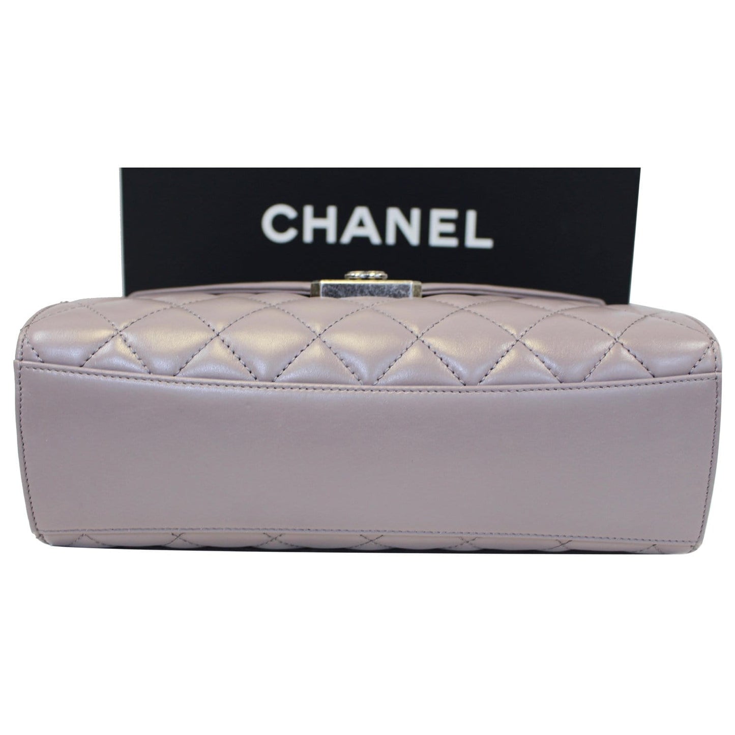 CHANEL Quilted Sheepskin Flap Bag with Handle Lilac