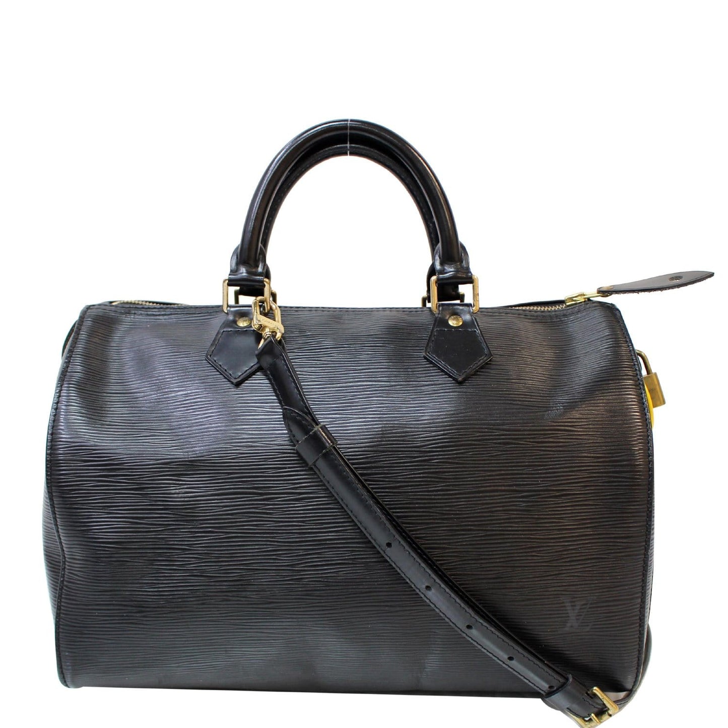 LOUIS VUITTON Speedy 30 Epi Leather Satchel Bag Black
