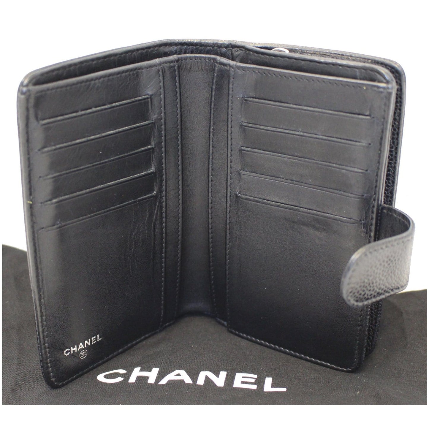 CHANEL CC Caviar Leather Bifold Wallet Black