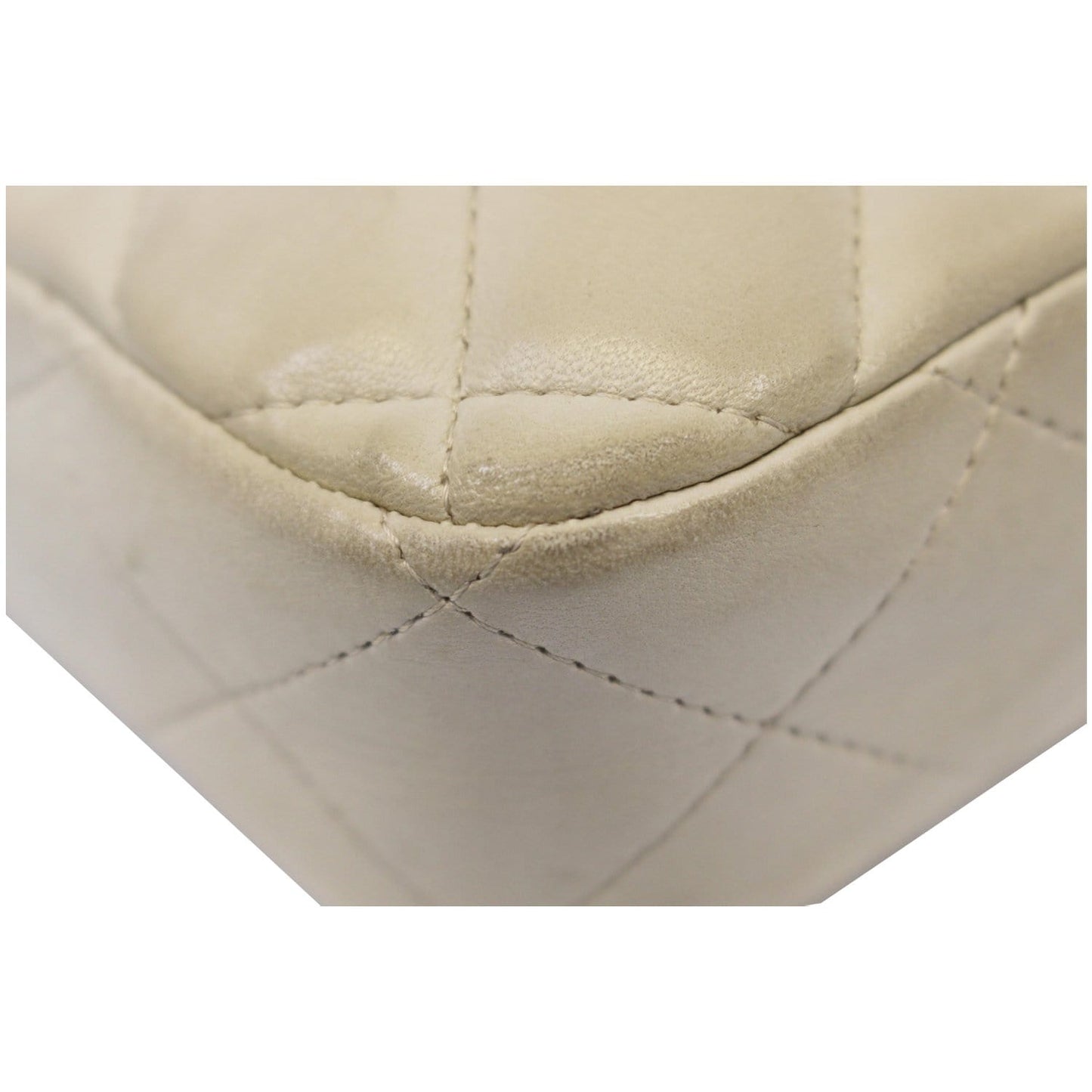 CHANEL Quilted Leather Camera Chain Bag White