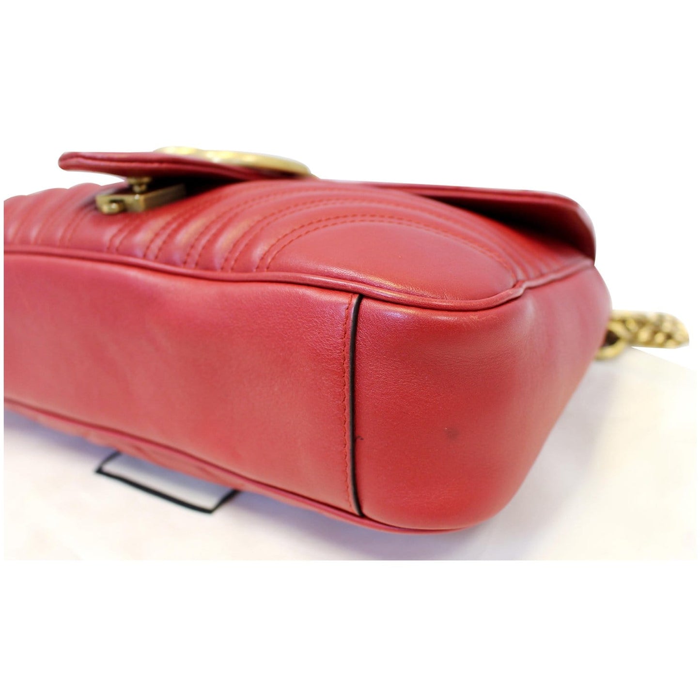 GUCCI GG Marmont Matelasse Leather Shoulder Bag Red 443496