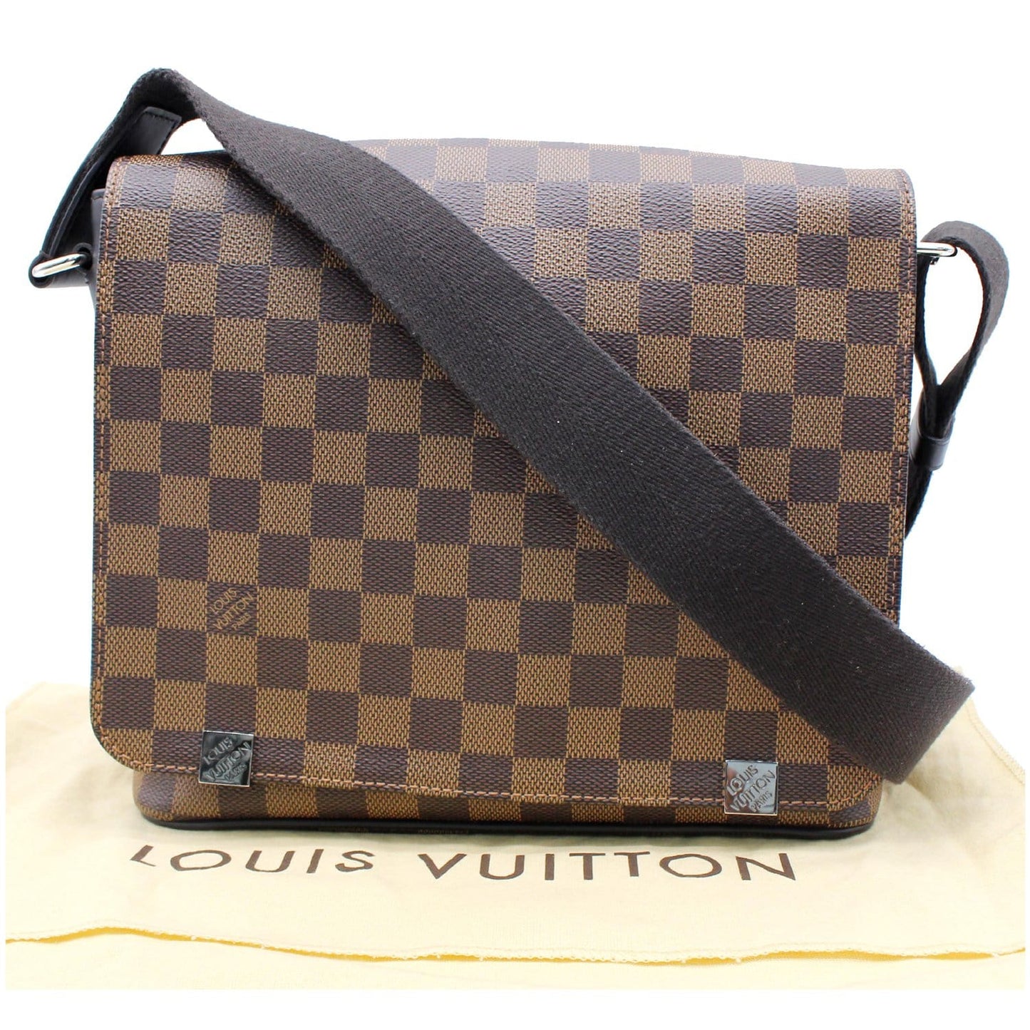 LOUIS VUITTON District PM Damier Ebene Canvas Messenger Bag Brown