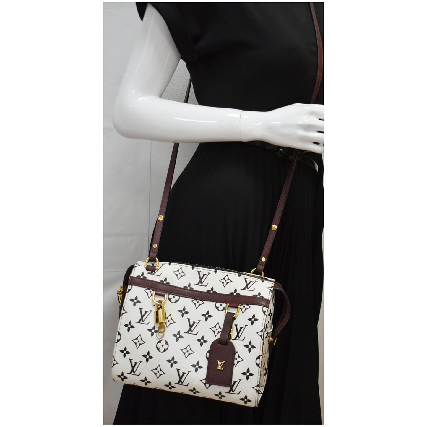 LOUIS VUITTON Speedy Amazon PM Monogram Canvas Crossbody Bag White Chocolat