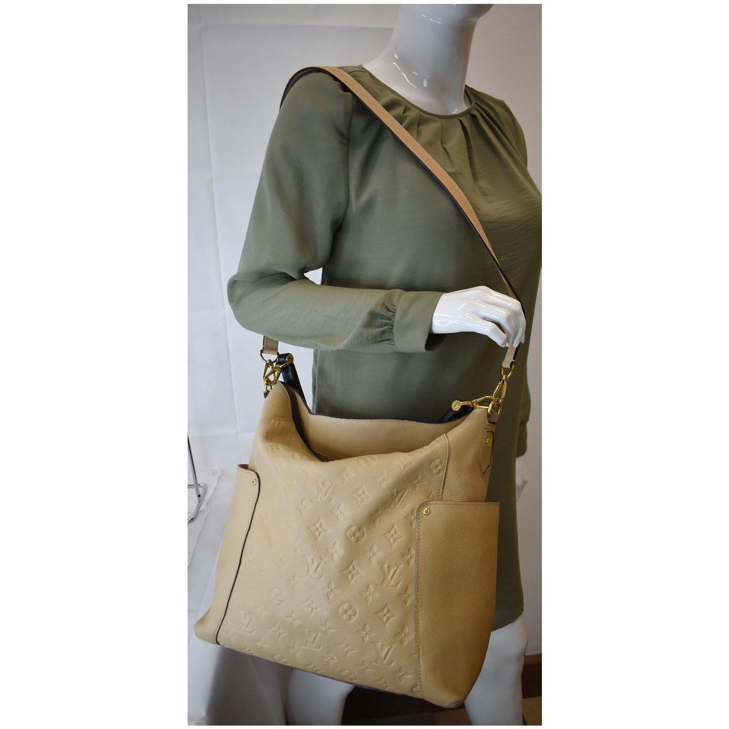 LOUIS VUITTON Bagatelle Monogram Empreinte Leather Shoulder Bag Beige