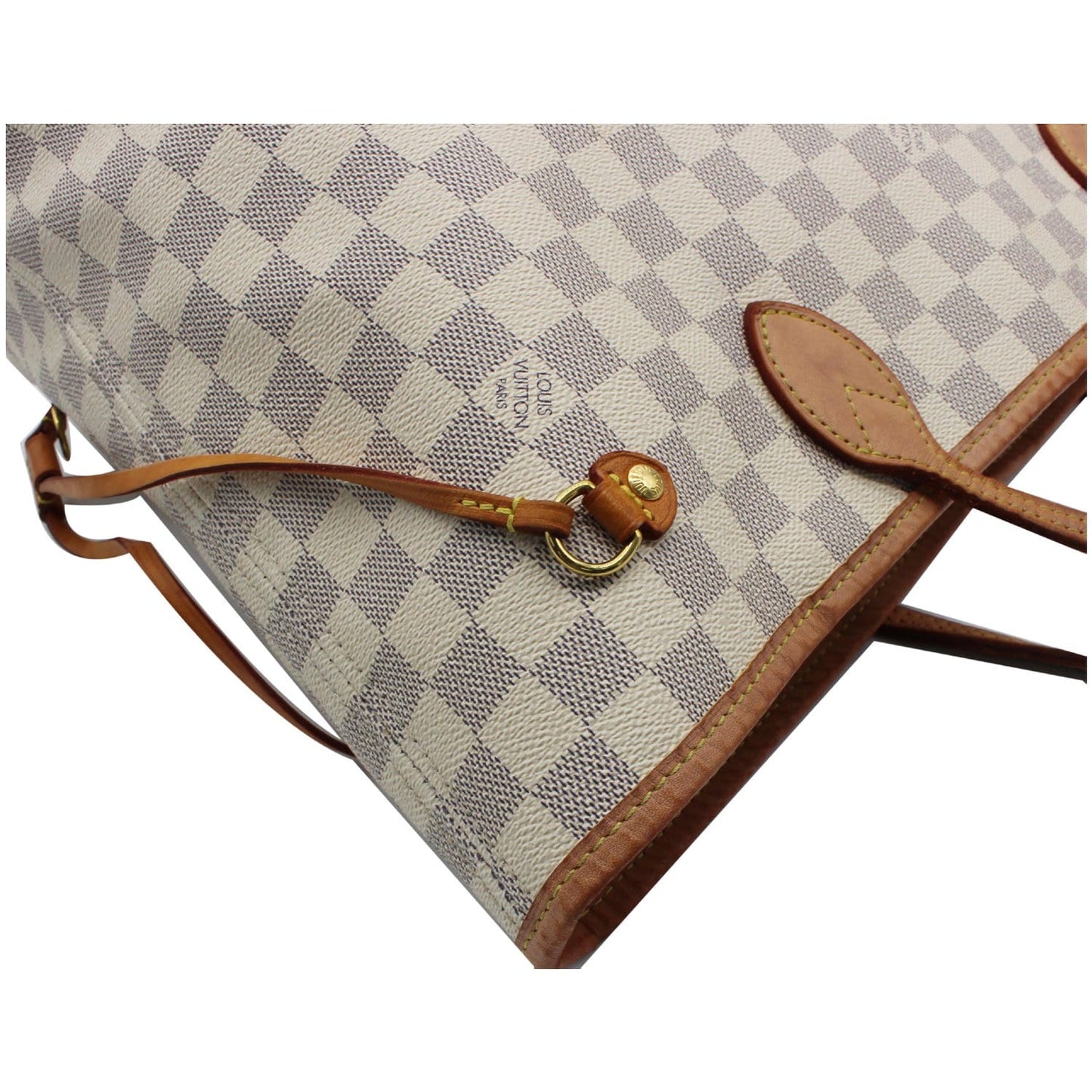 LOUIS VUITTON Neverfull MM Damier Azur Tote Shoulder Bag White