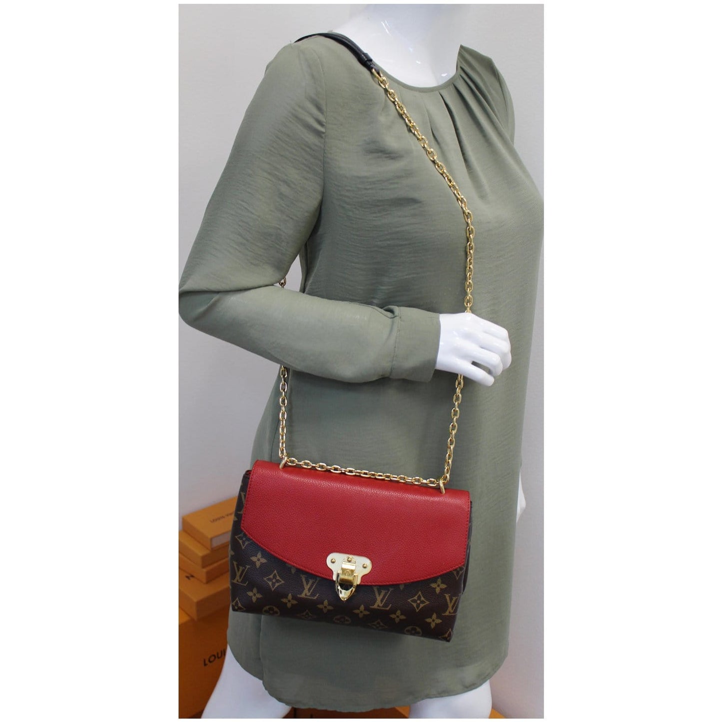 LOUIS VUITTON Saint Placide Monogram Canvas Shoulder Crossbody Bag Cerise
