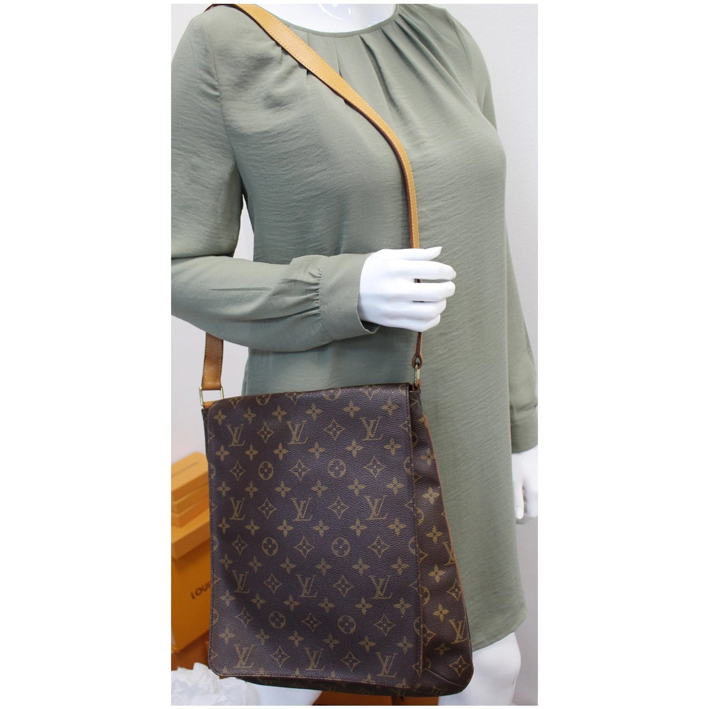 LOUIS VUITTON Musette Salsa GM Monogram Canvas Crossbody Bag Brown